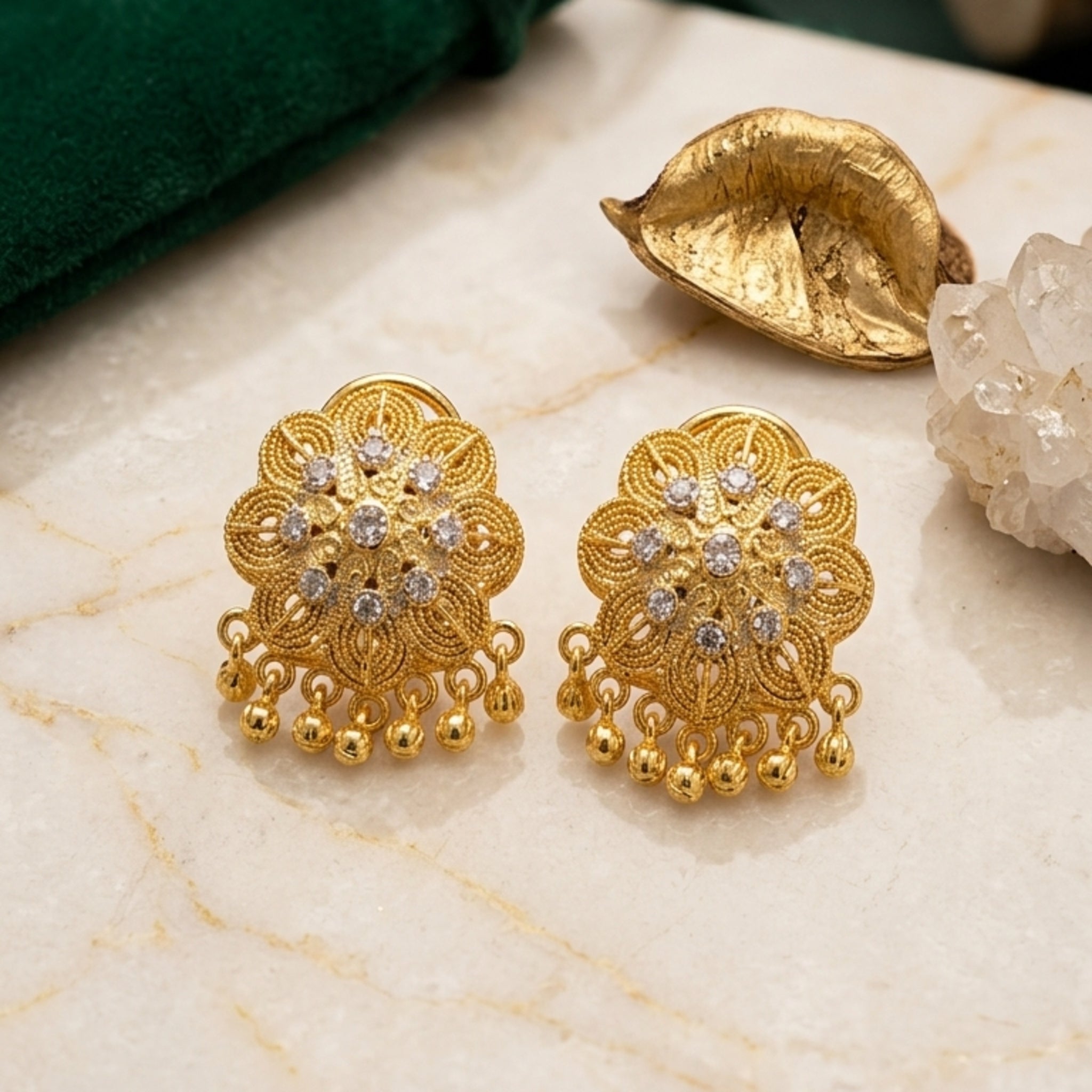 RP Gold Floral Bloom Studs (FSE265)