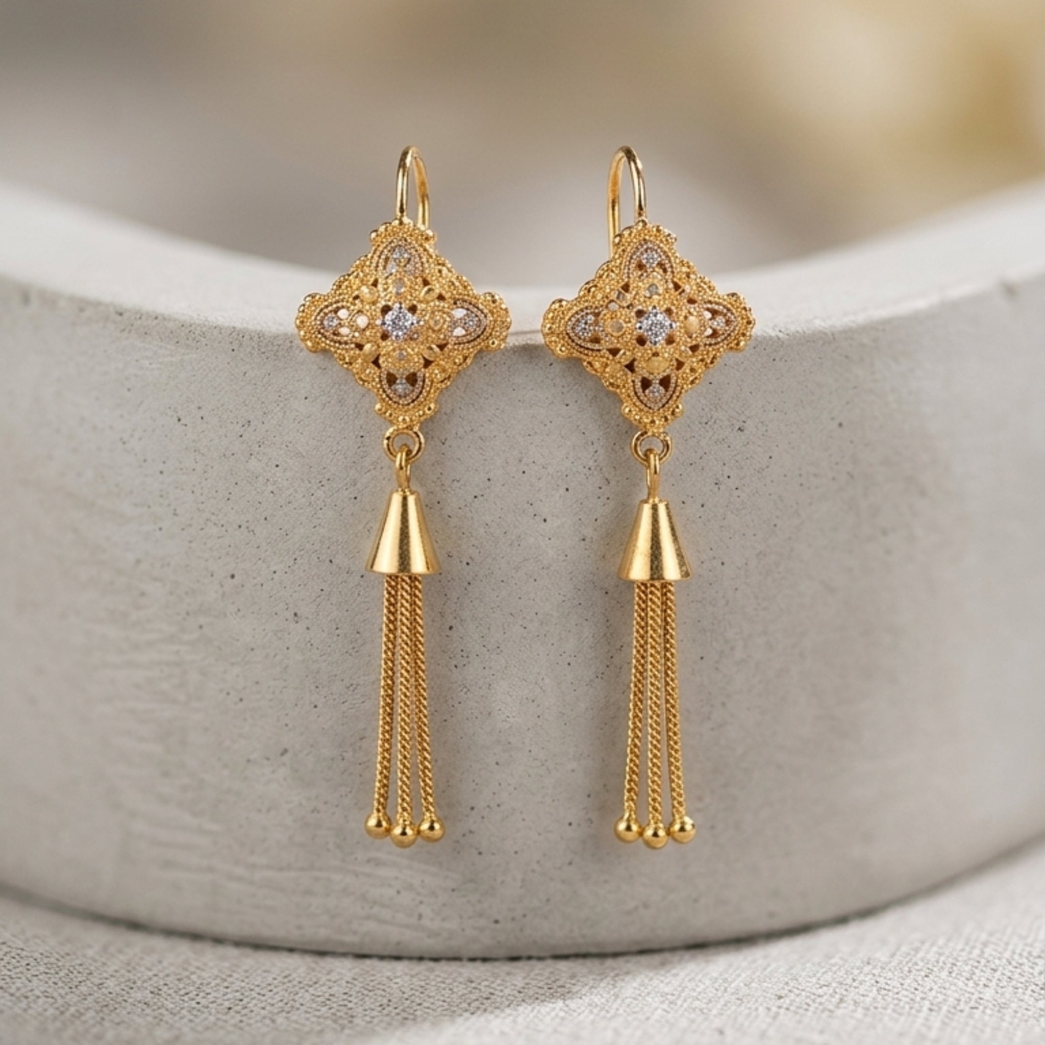 RP Gold Chain Ear Rings (FSE271)
