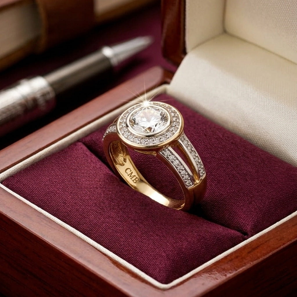 Gold Halo Diamond Engagement Ring (FSR211)