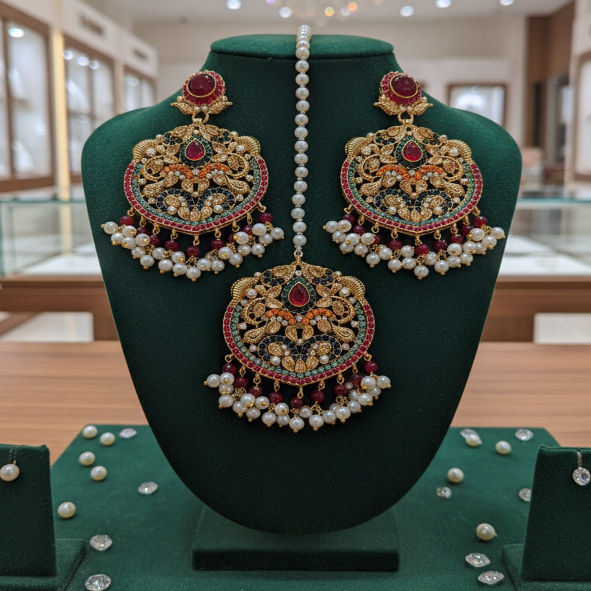 Multi-Color Jhumka & Teeka Set