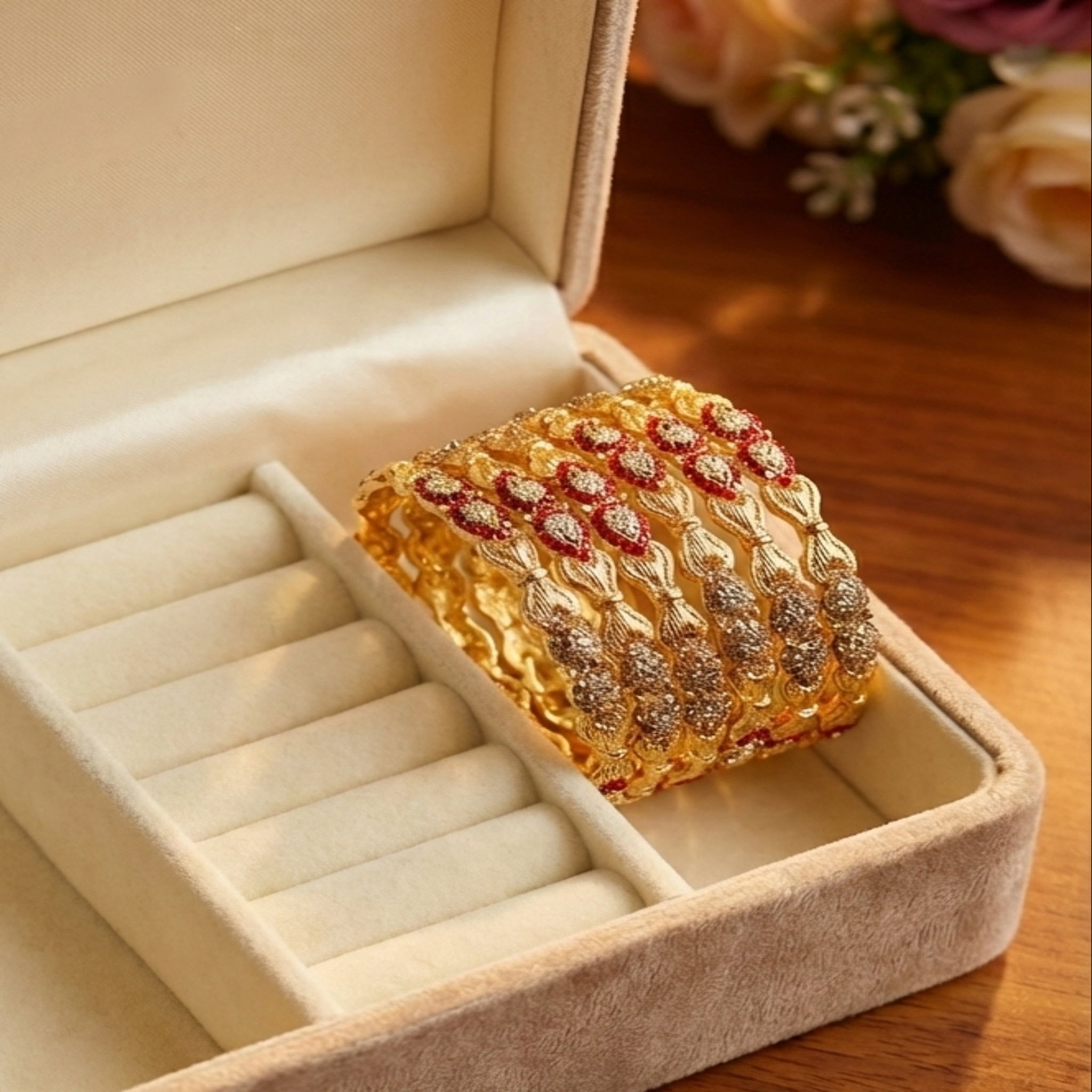 Gold Plated Bangles 6 Pc (FSB108)