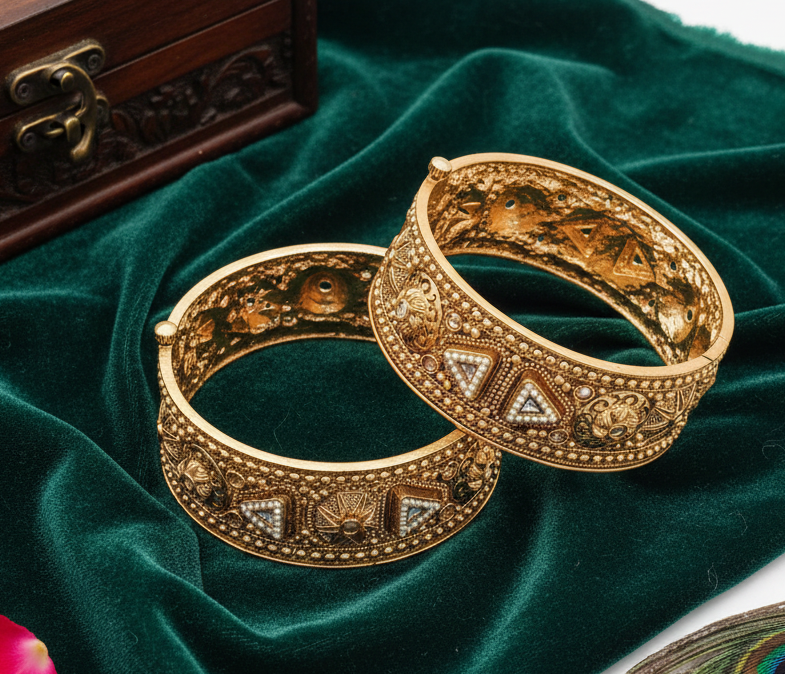 Geometric Luxe Antique Kada Pair (FSKB182)