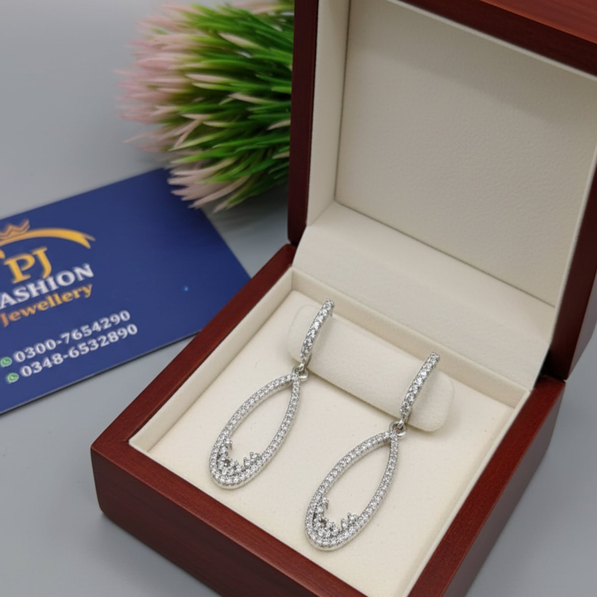 Zircon Silver Ear Studs (FSE199)