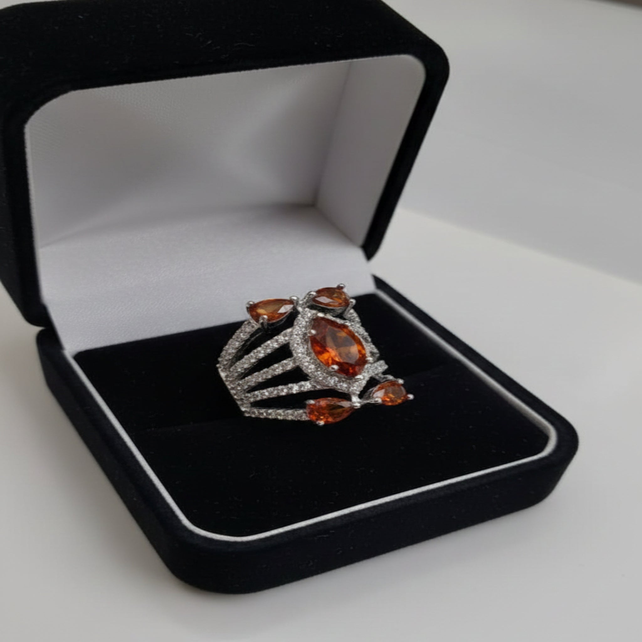 Crystal Stone Silver Ring (FSR160)