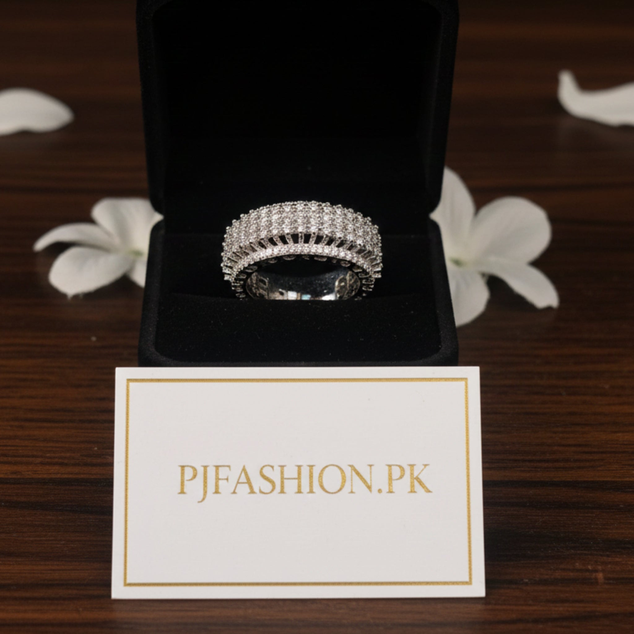 Silver Lattice Glitz Wide Band Ring (FSR185)