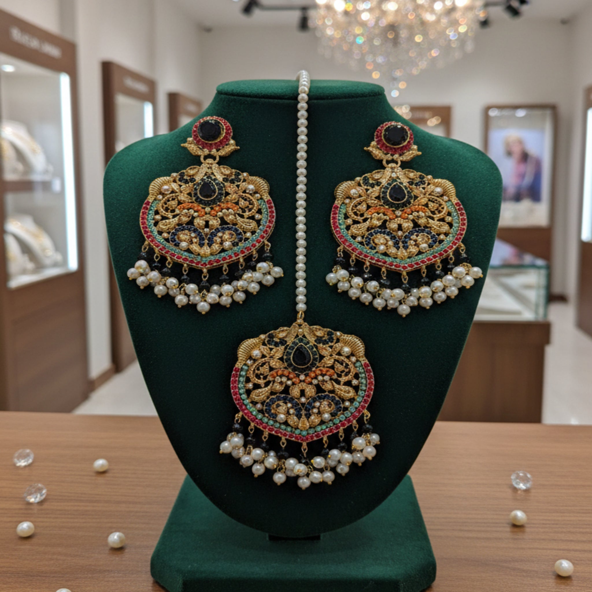 Multi-Color Jhumka & Teeka Set