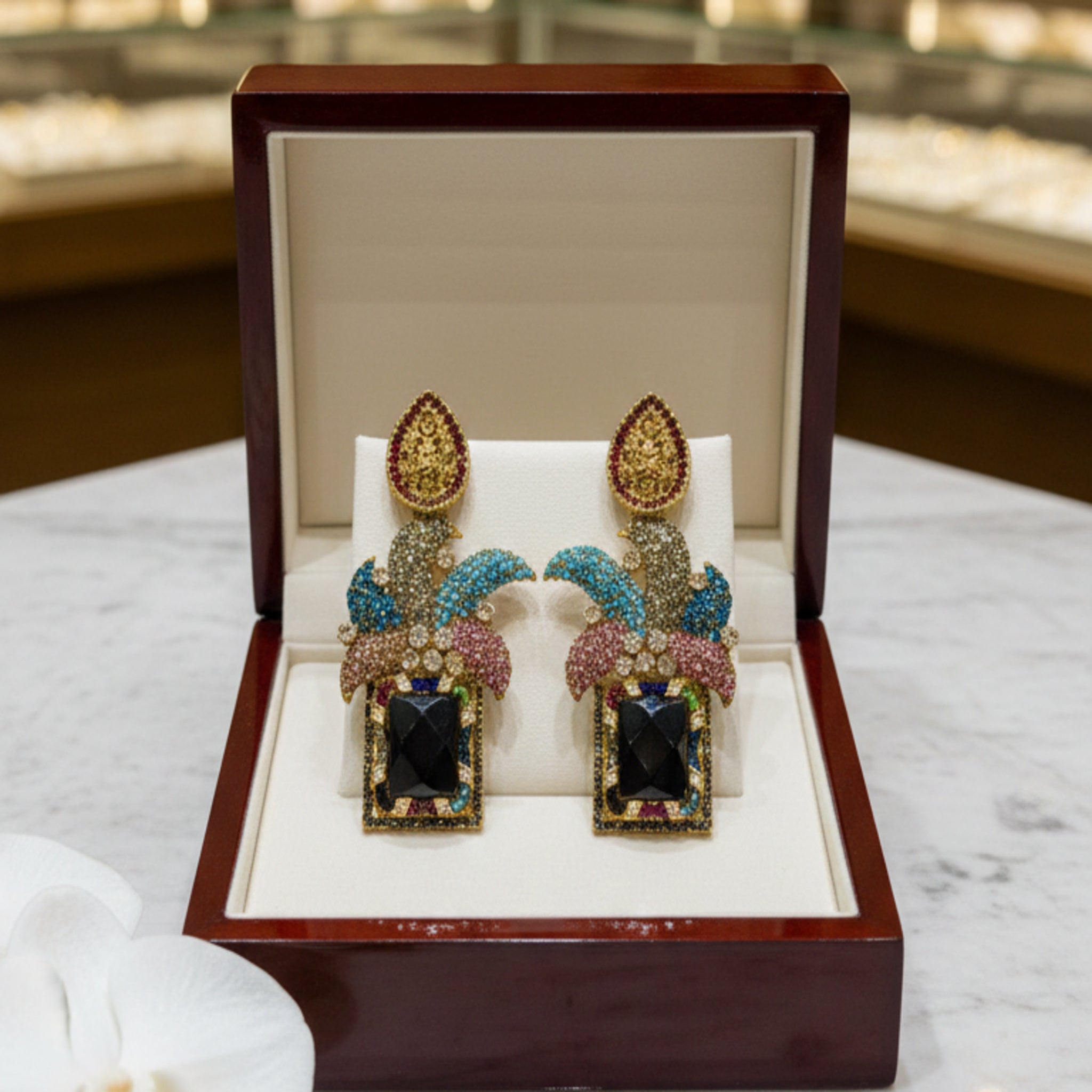 Antique Gold Heritage Heart Jhumka Earrings (FSE220)