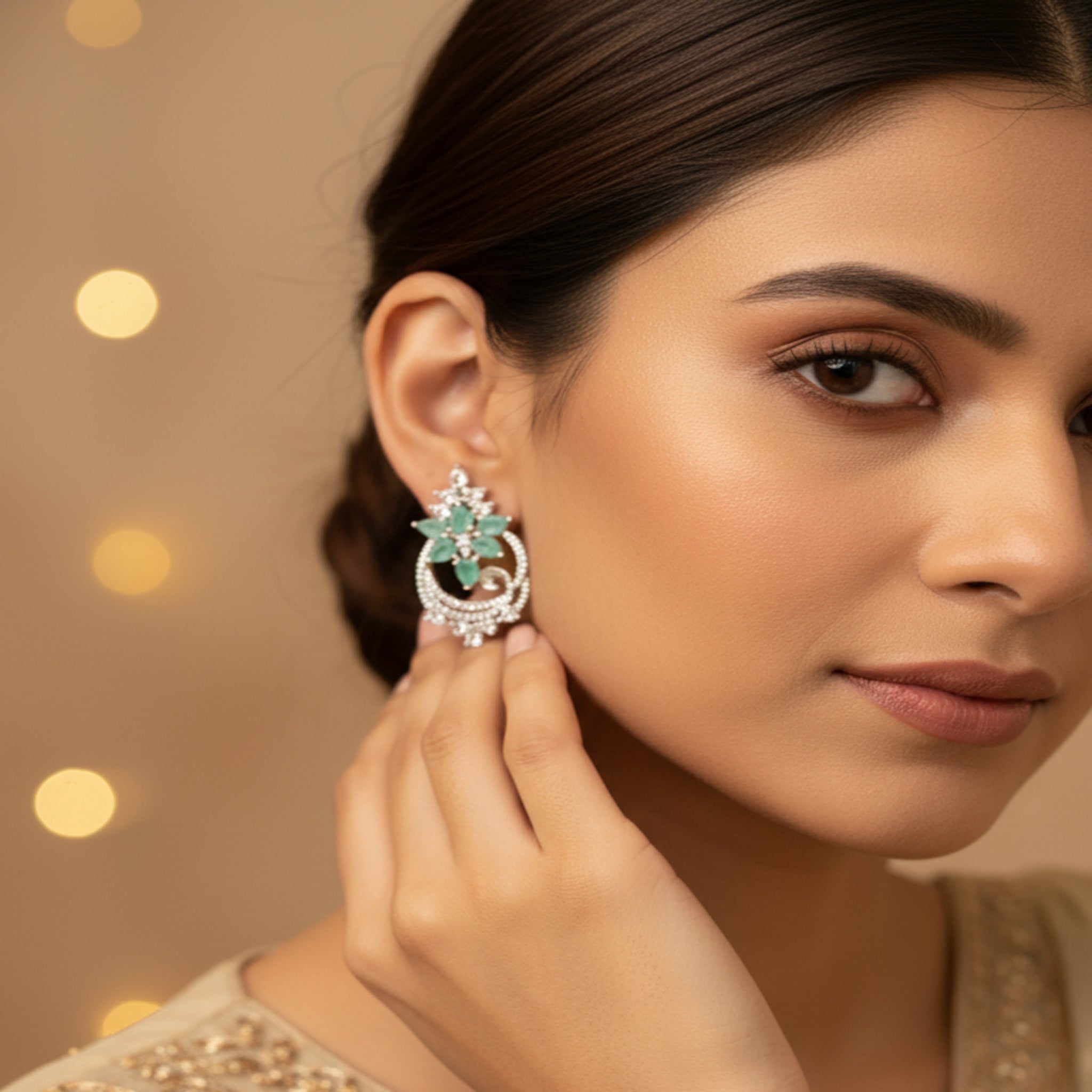 Luxury Floral Teardrop Earrings with Micro-Zircon (FSE213)