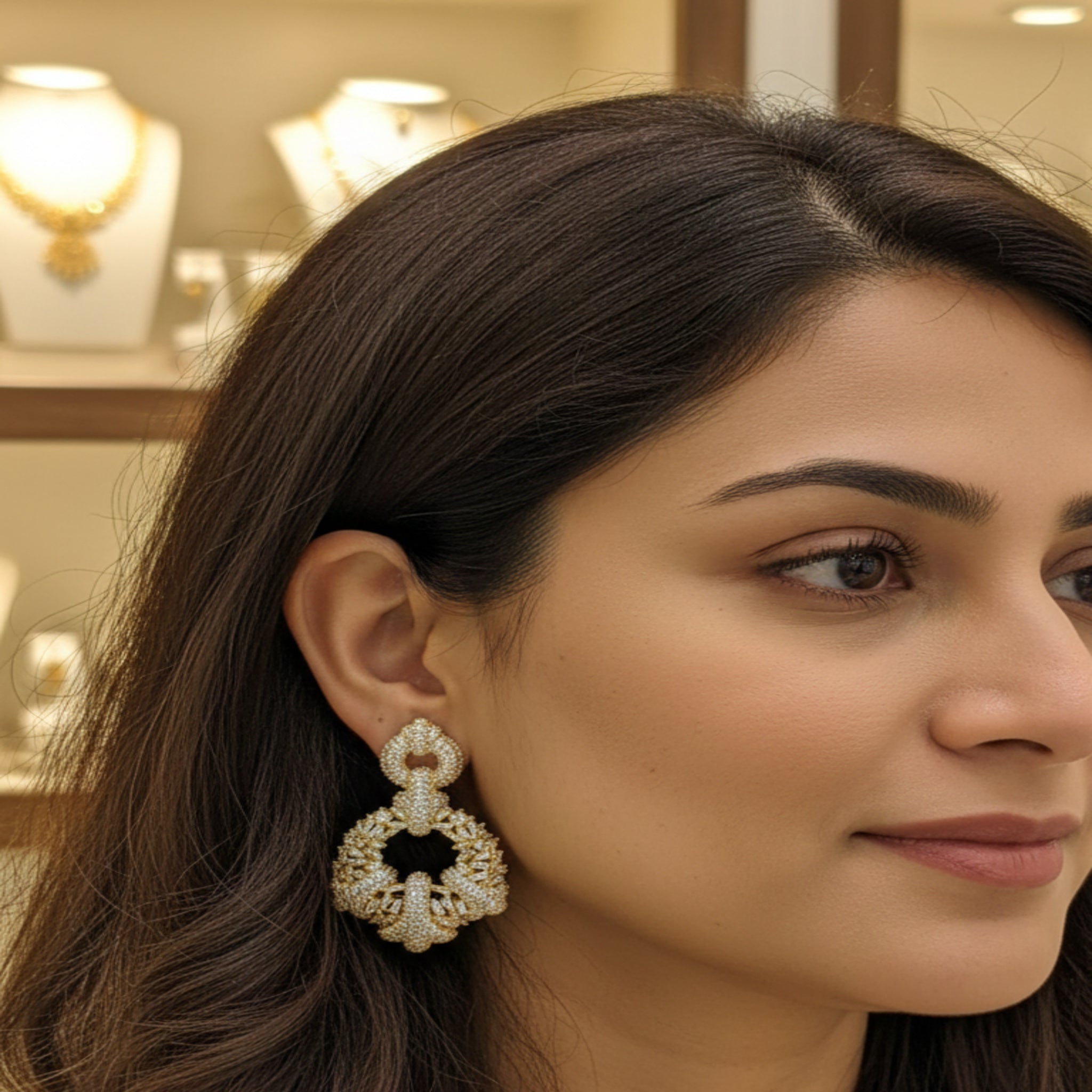 Luxury Zircon AD Ear Rings (FSE183)