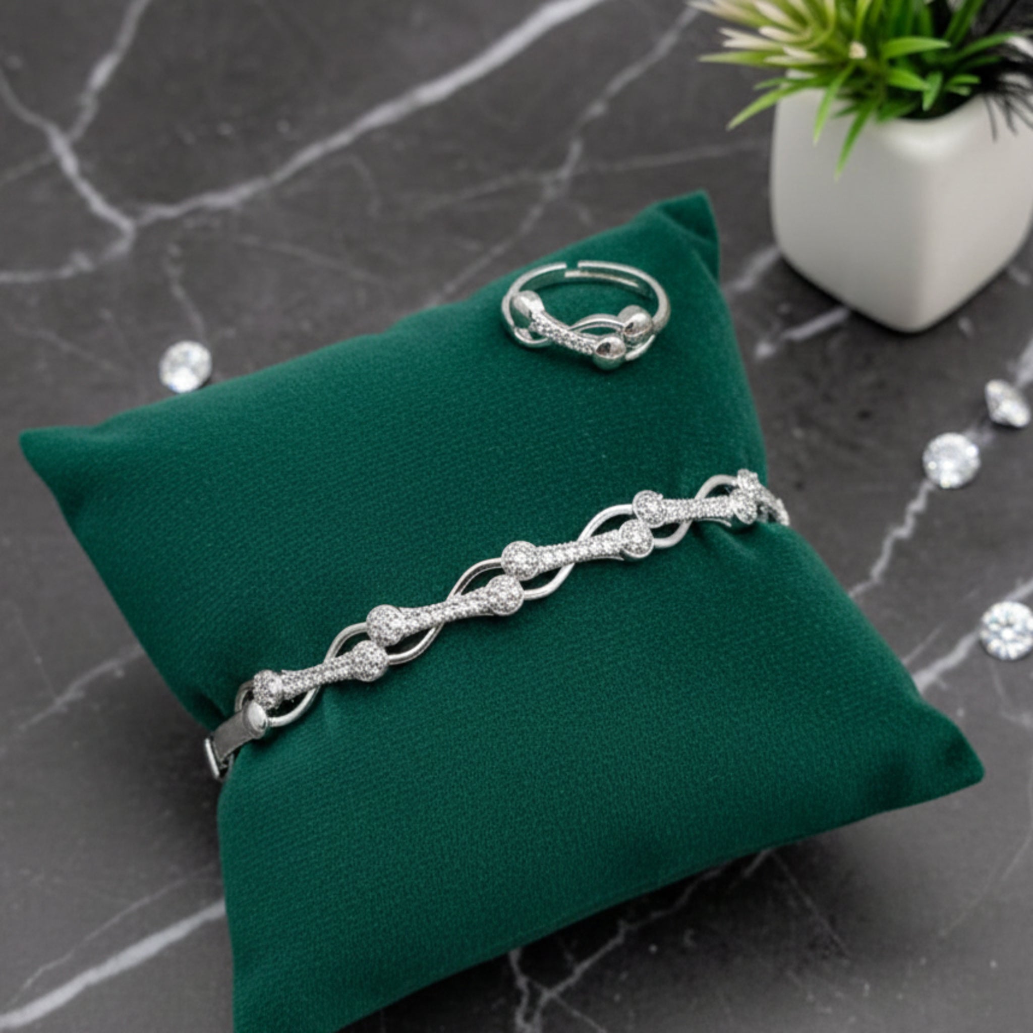 Infinity Wave Zircon Bracelet Combo