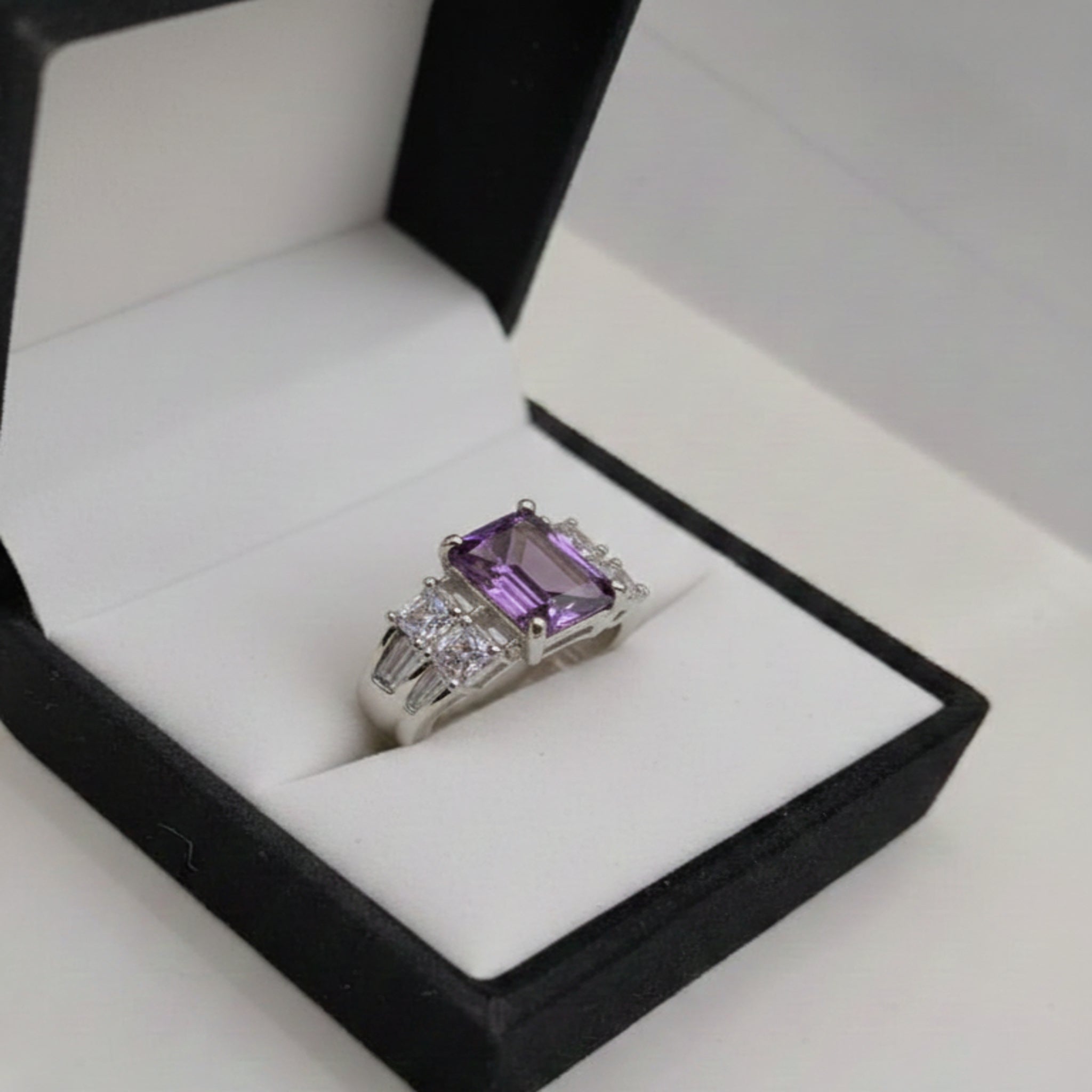 Purple Stonish Silver Ring (FSR162)