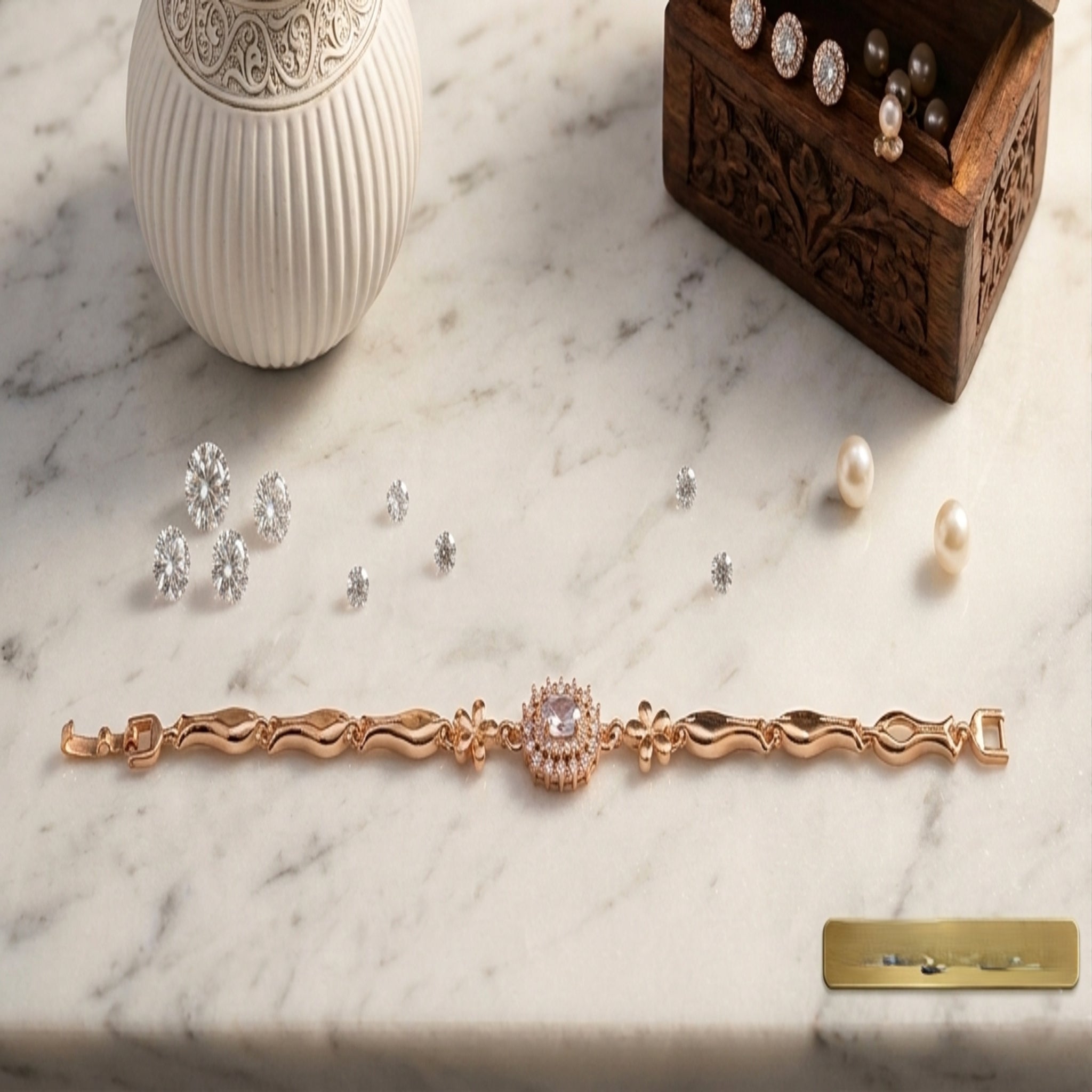 Luxury Vintage Halo Rose Gold Bracelet