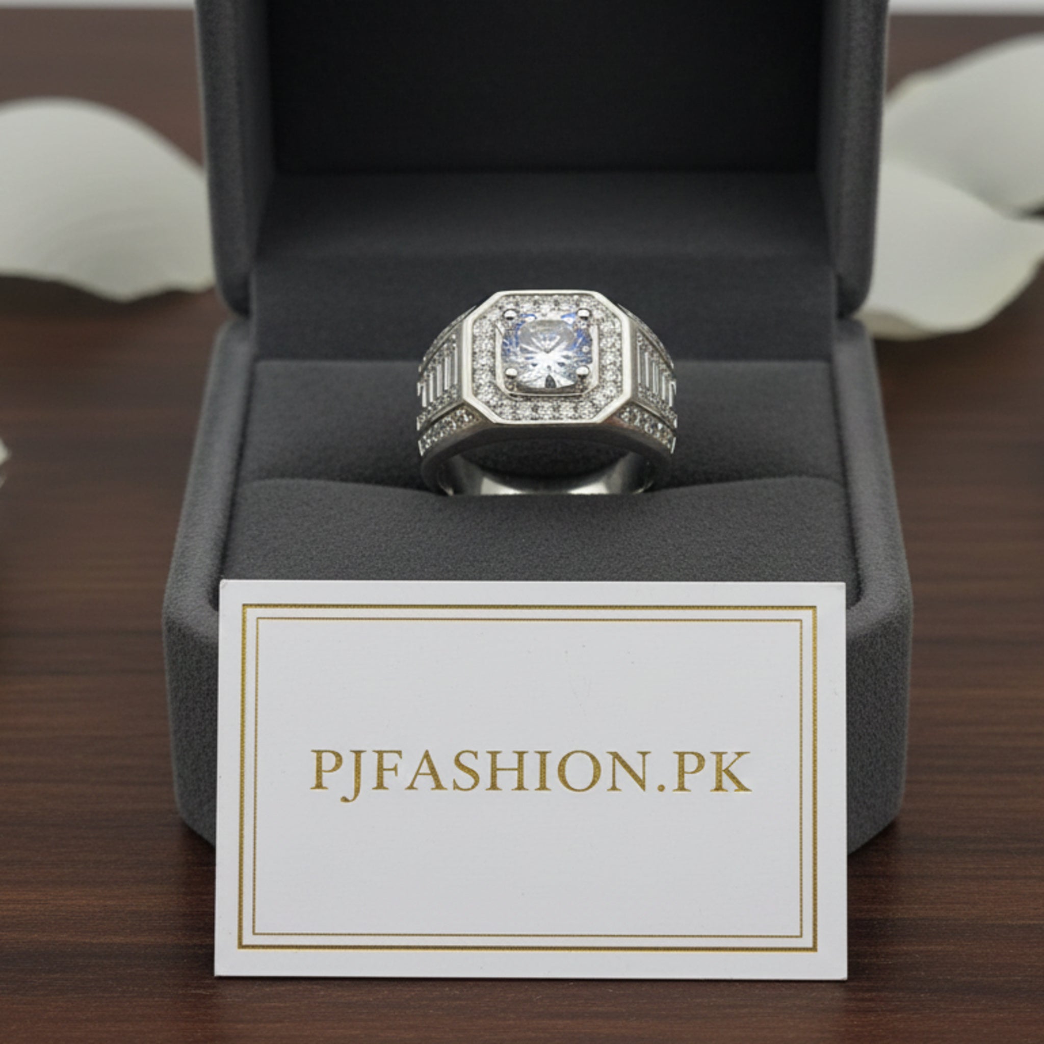 Silver Geometric Pave Dome Ring (FSR192)