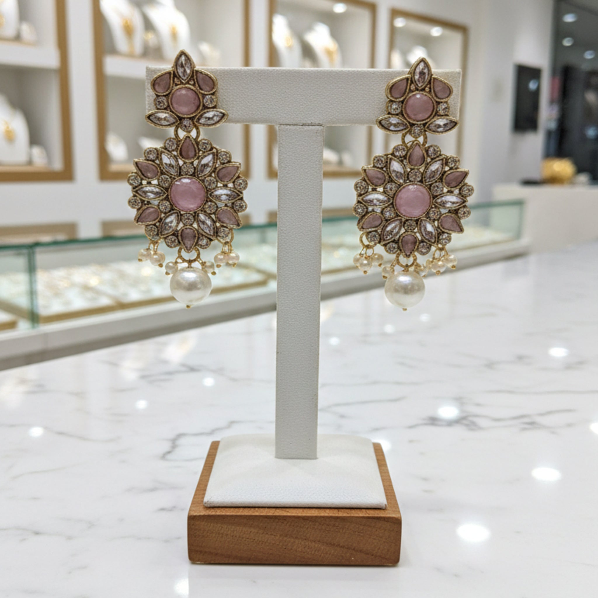 Zircon Studded Floral Earrings (FSE234)