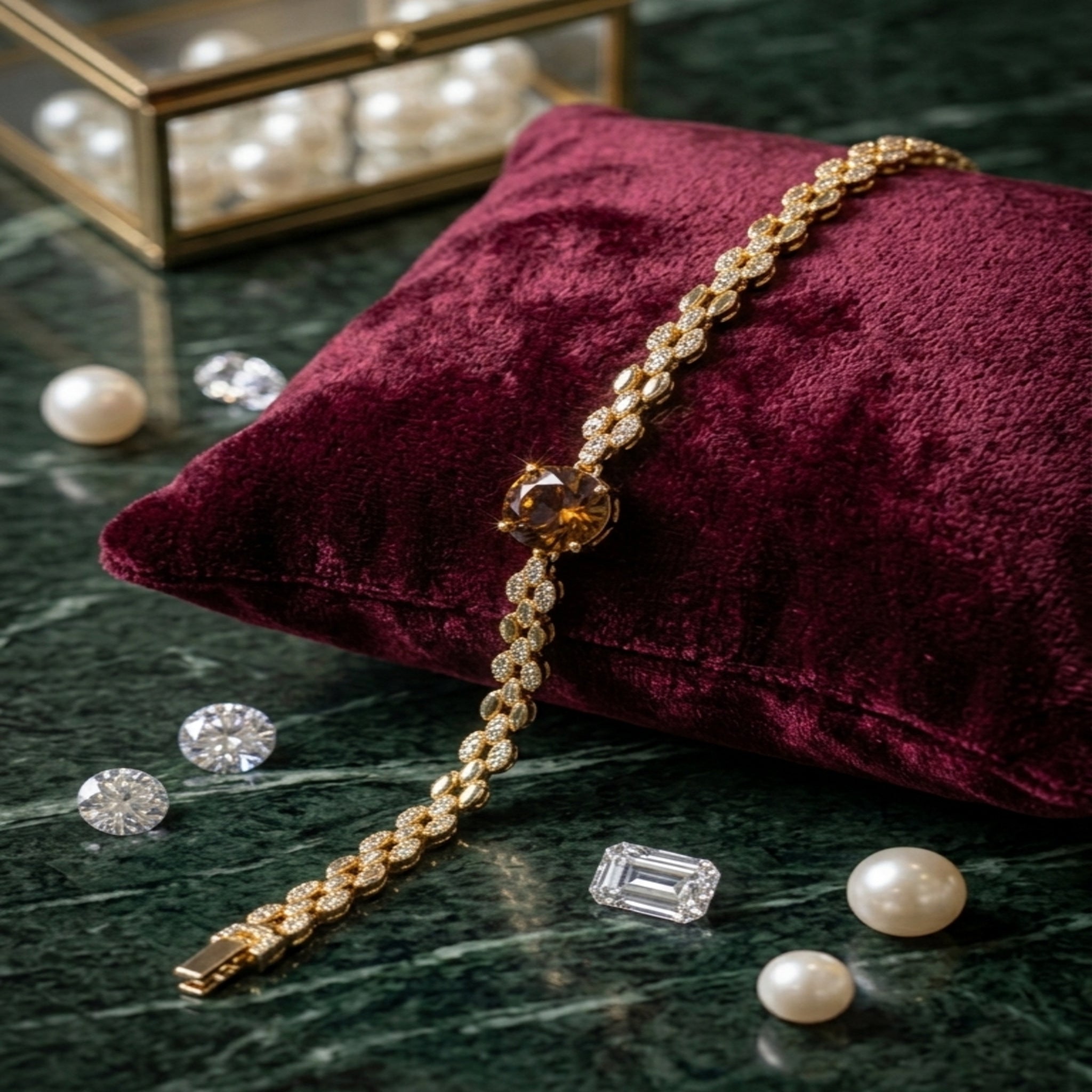 Champagne Amber Statement Bracelet