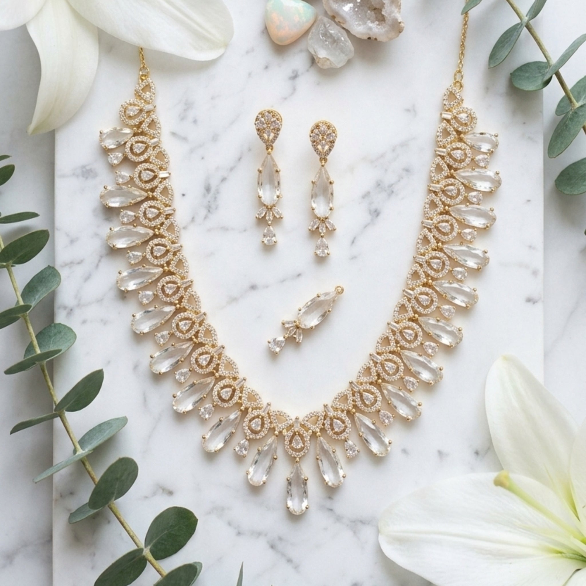 rystal Tear-Drop Necklace Set (FDN250)