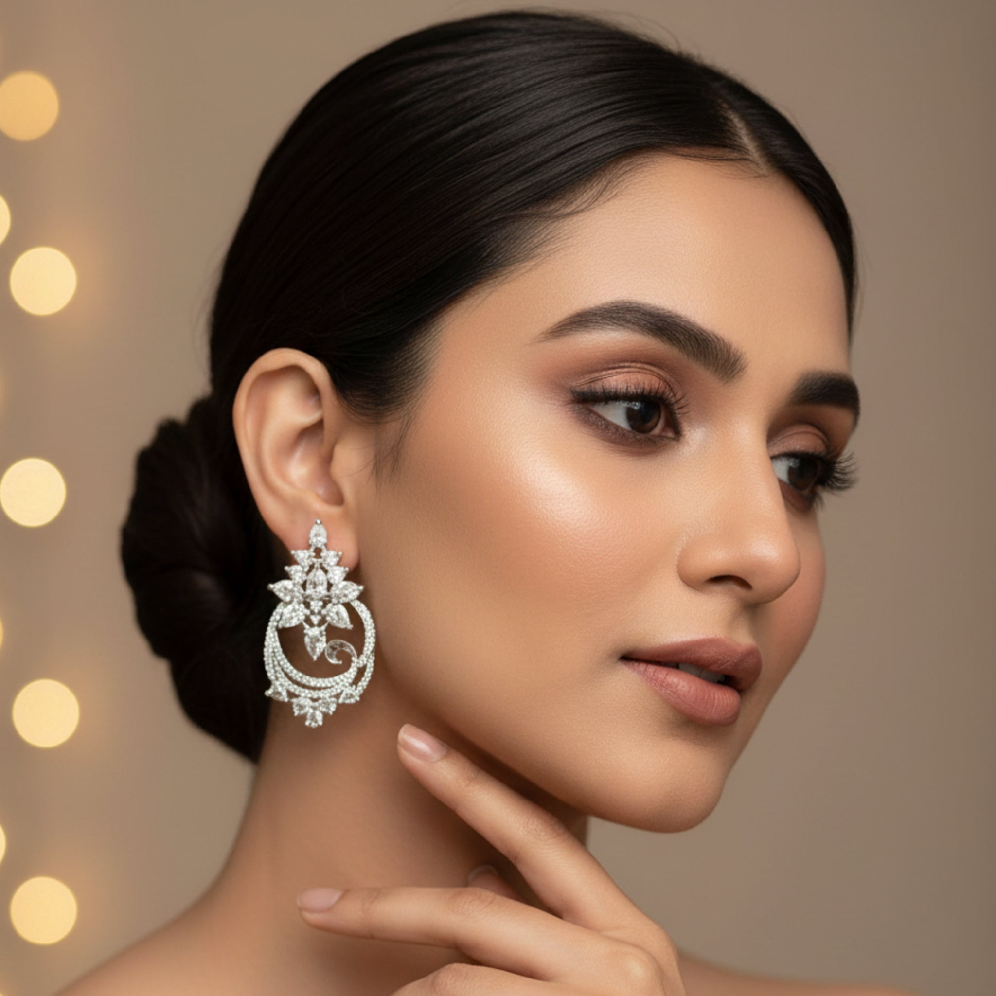 Luxury Floral Teardrop Earrings with Micro-Zircon (FSE213)