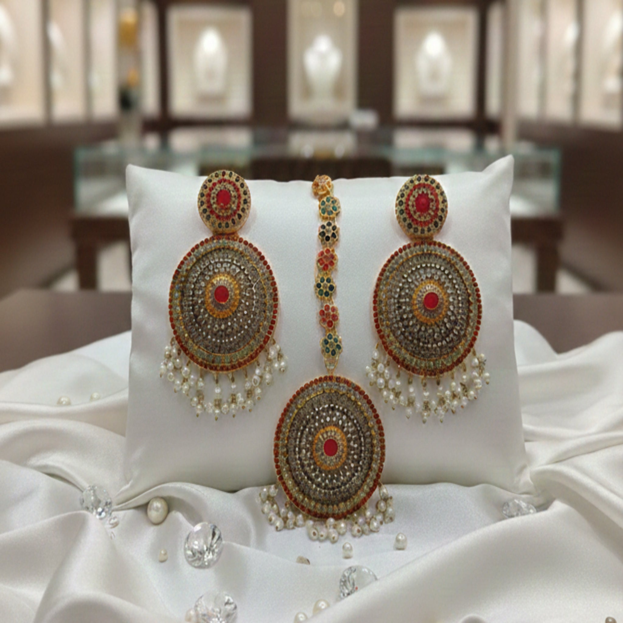 Mehndi-Nihaar Multi-Color Teeka & Jhumka Set