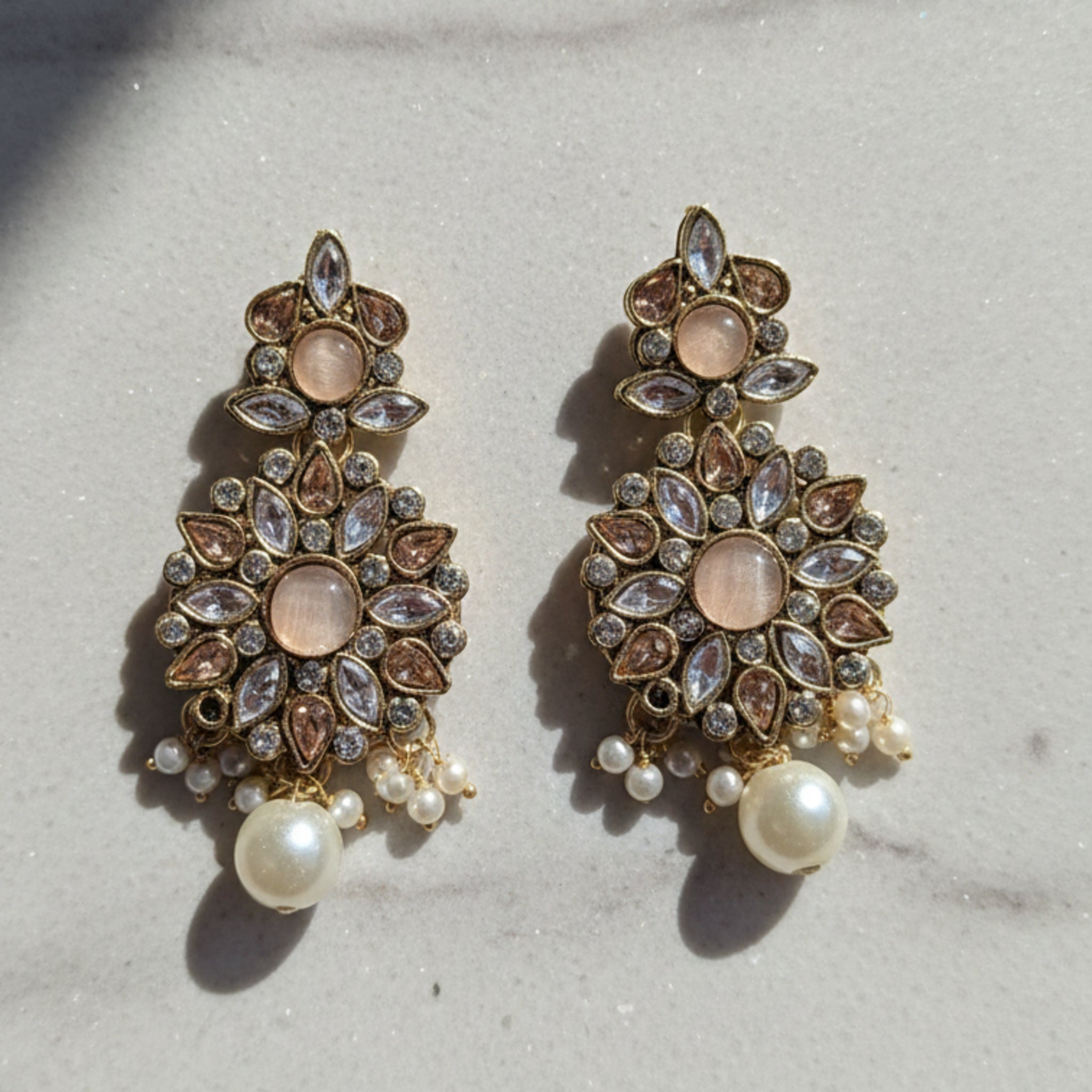 Zircon Studded Floral Earrings (FSE234)