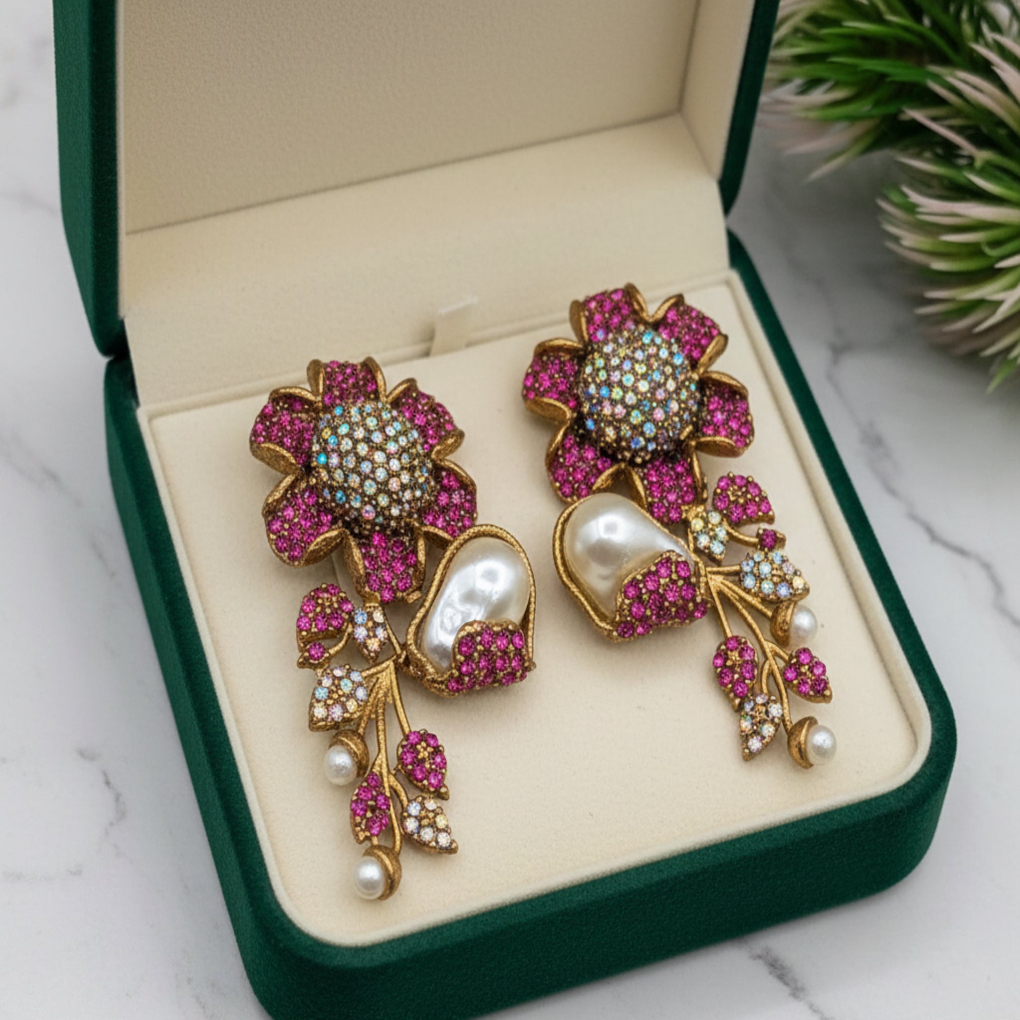 Turkish Flower Style Colorful Ear Rings (FSE210)