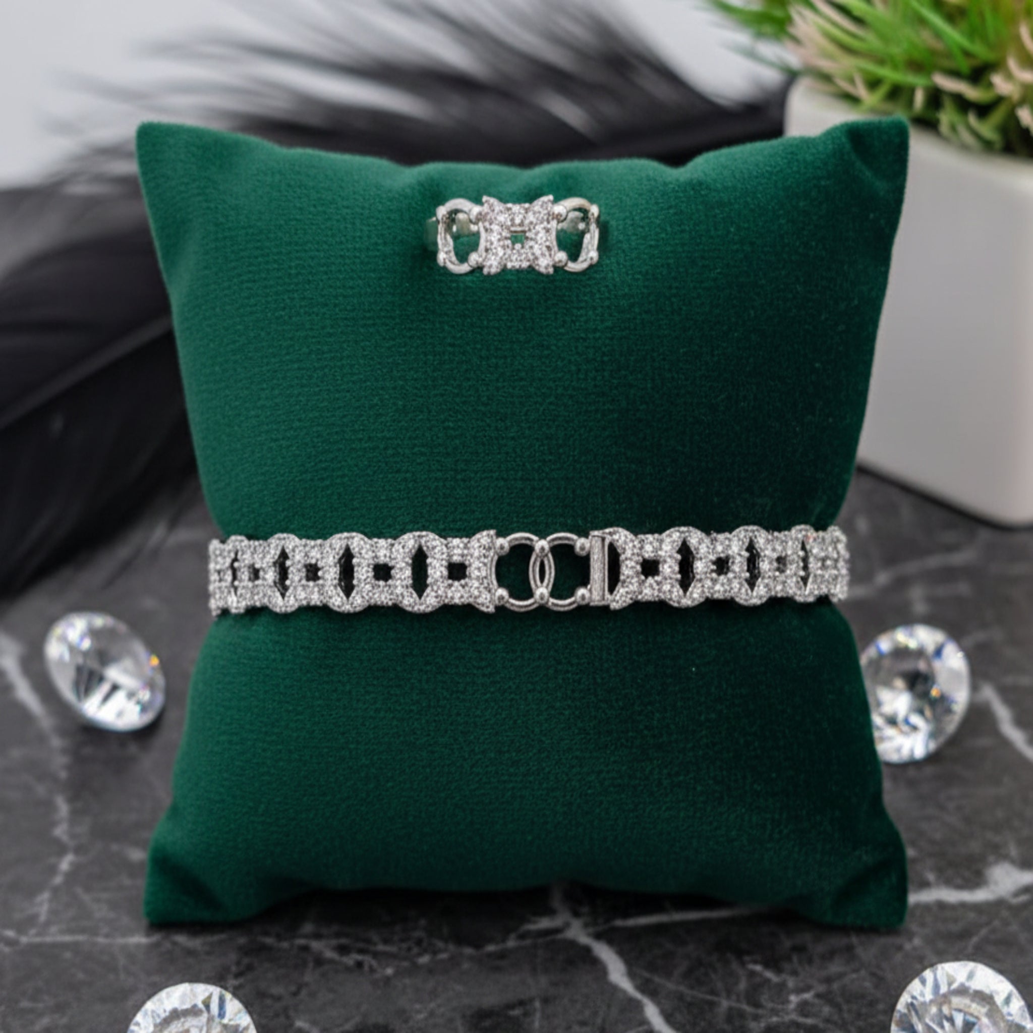 Silver Frost Floral Double-Layer Bracelet Combo