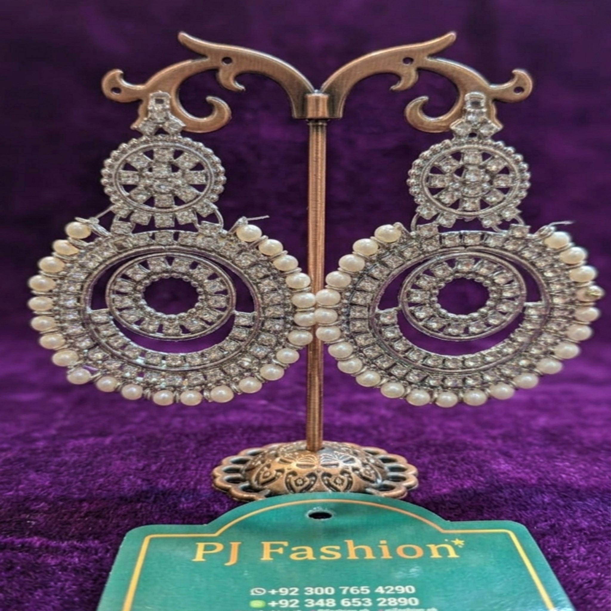 Multicolor & Pearl Zircon Dangle Earrings (FSE242)