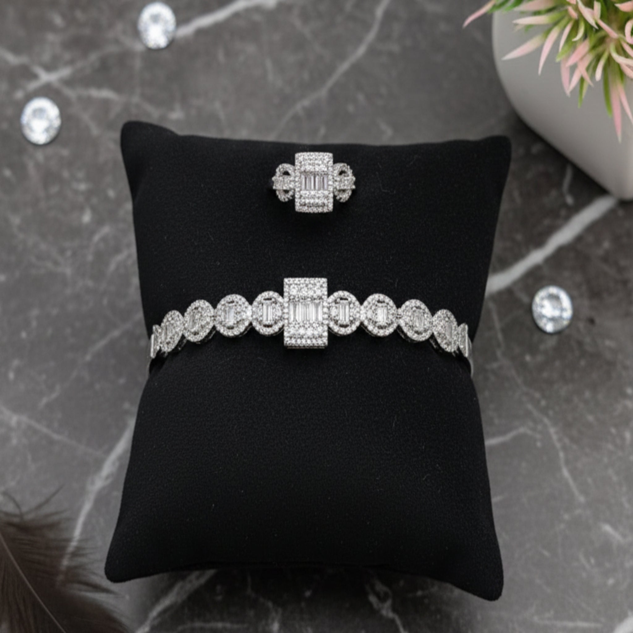Aurora Pavé Link Bangle & Ring Combo