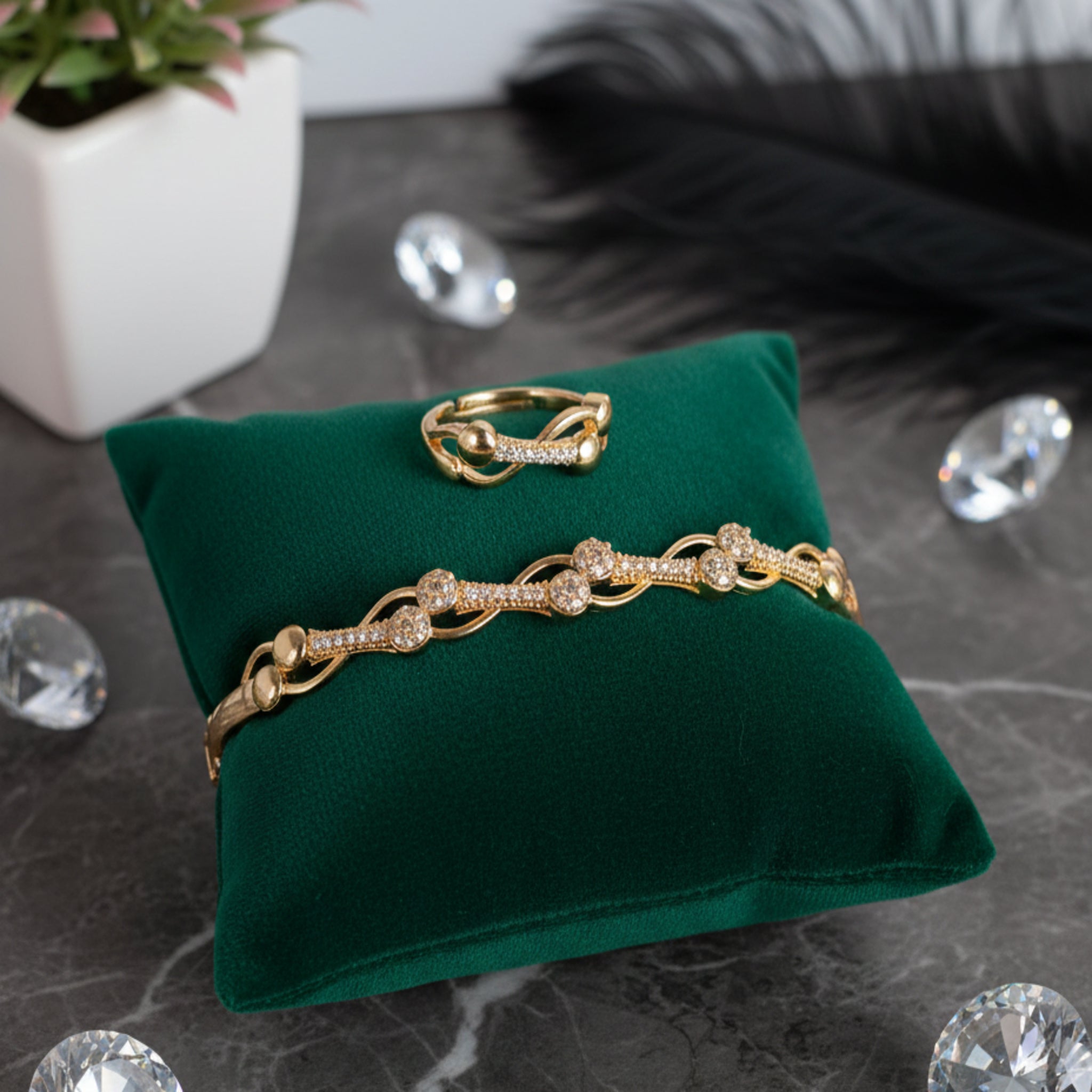 Infinity Wave Zircon Bracelet Combo