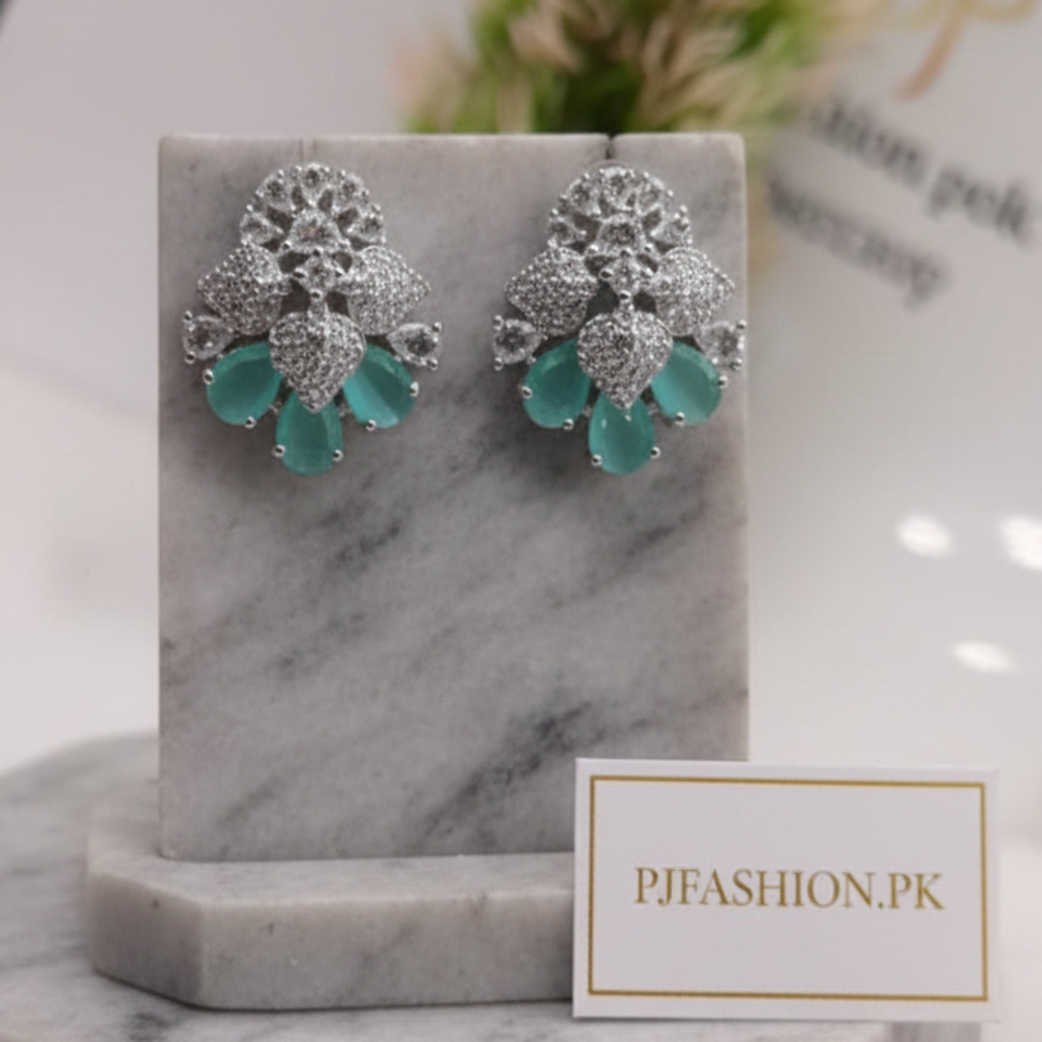 Marquise-Cut Floral Cluster Earrings (FSE217)