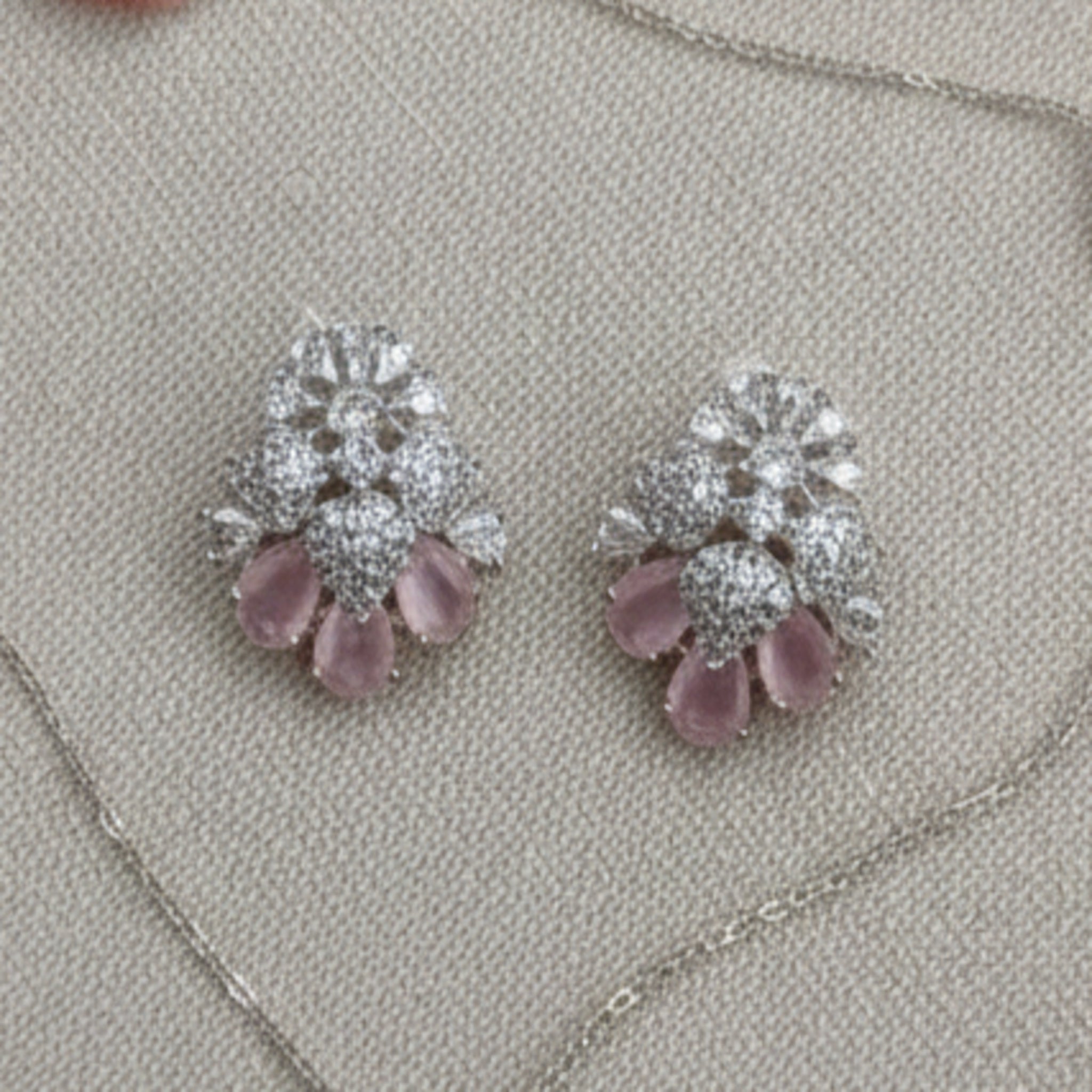 Marquise-Cut Floral Cluster Earrings (FSE217)
