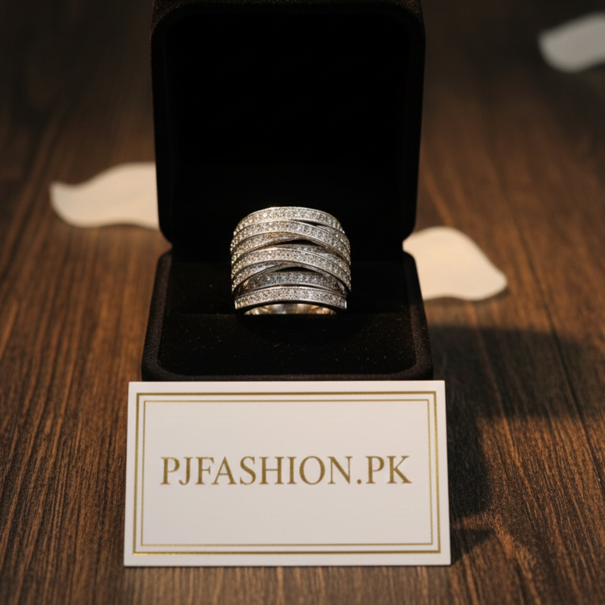 Silver Glitz Criss-Cross Statement Ring (FSR174)