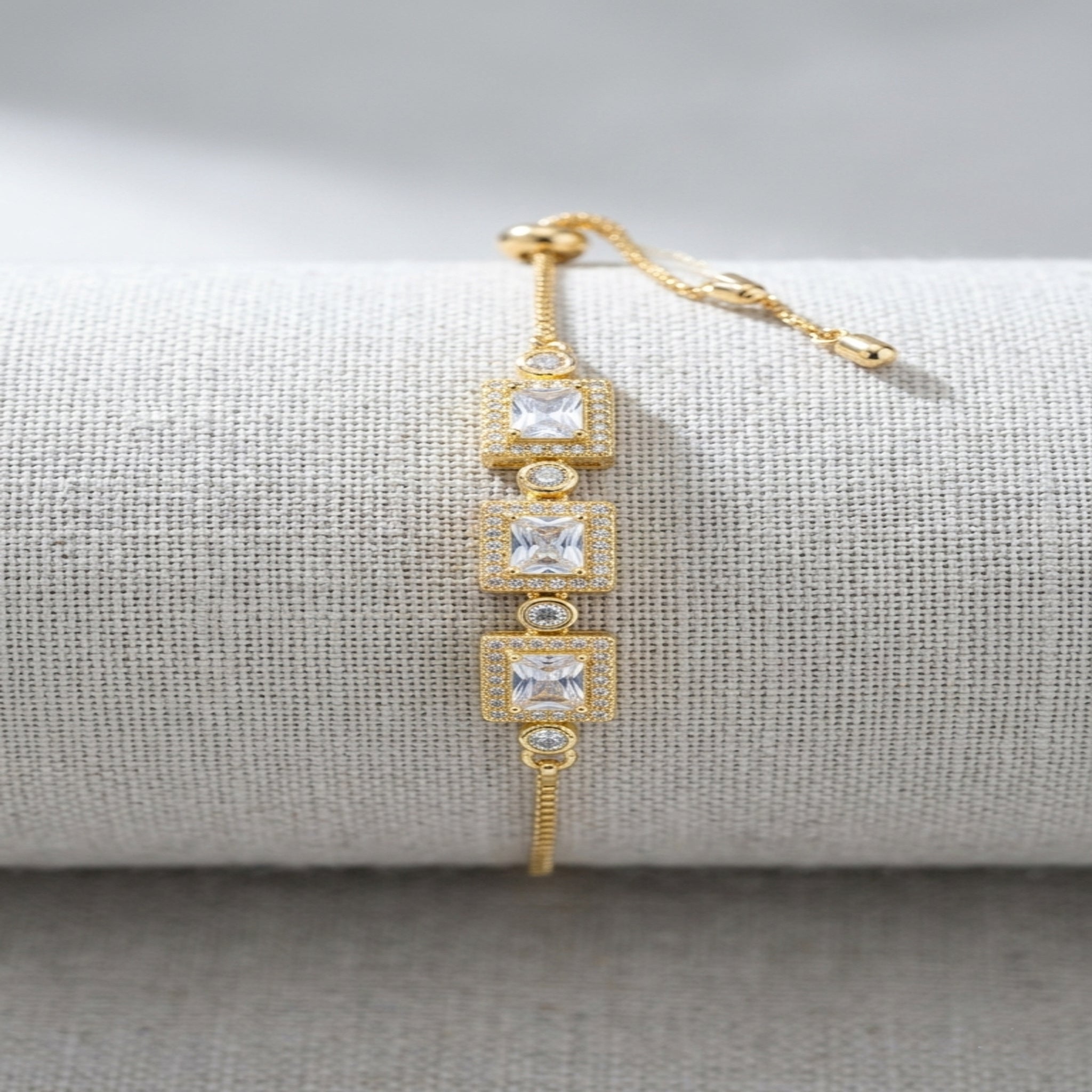 Triple Square Princess-Cut Bolo Bracelet