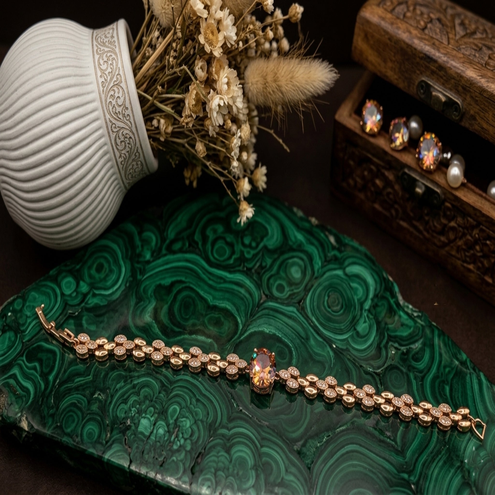 Elegant Rose Gold Mystic Topaz Bracelet