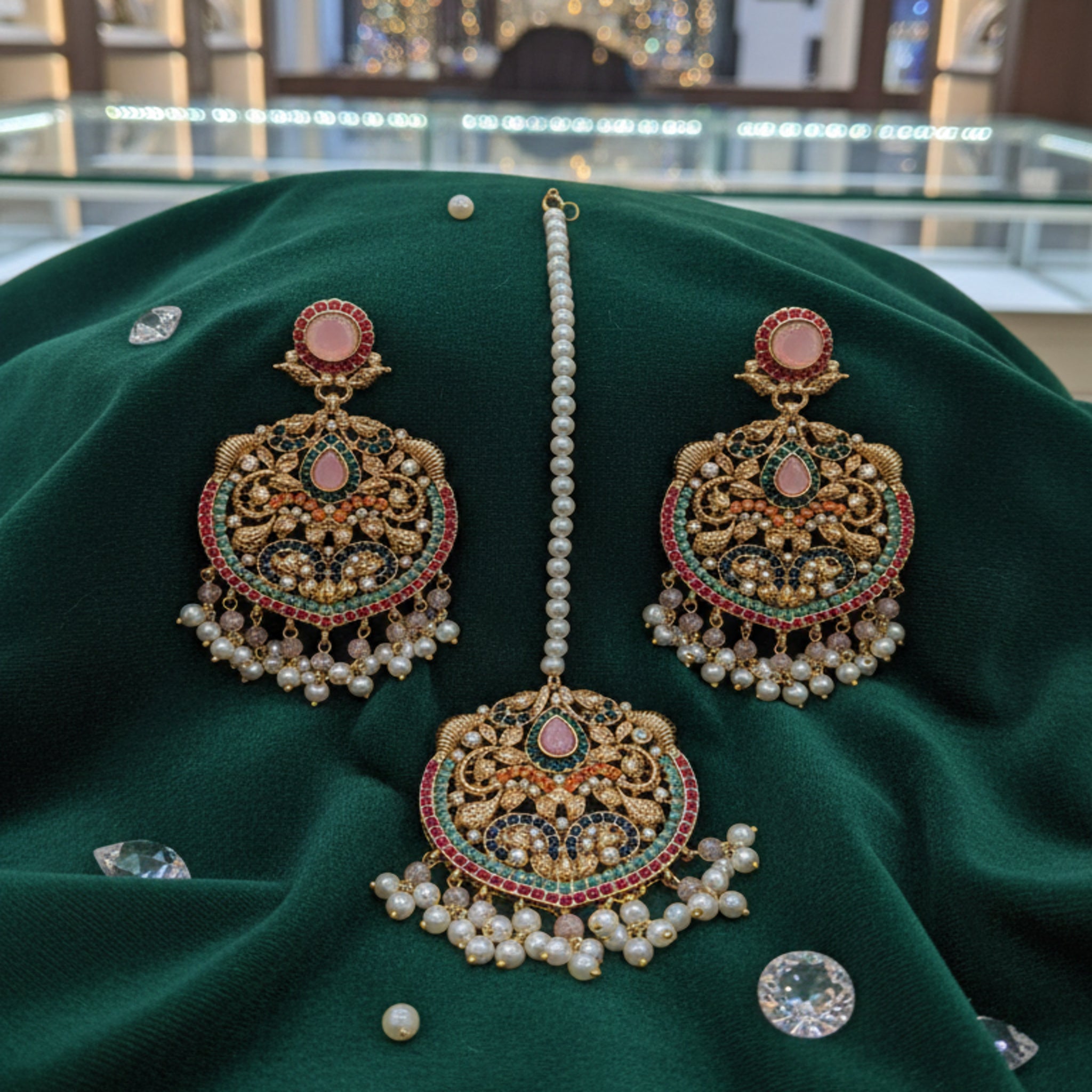 Multi-Color Jhumka & Teeka Set