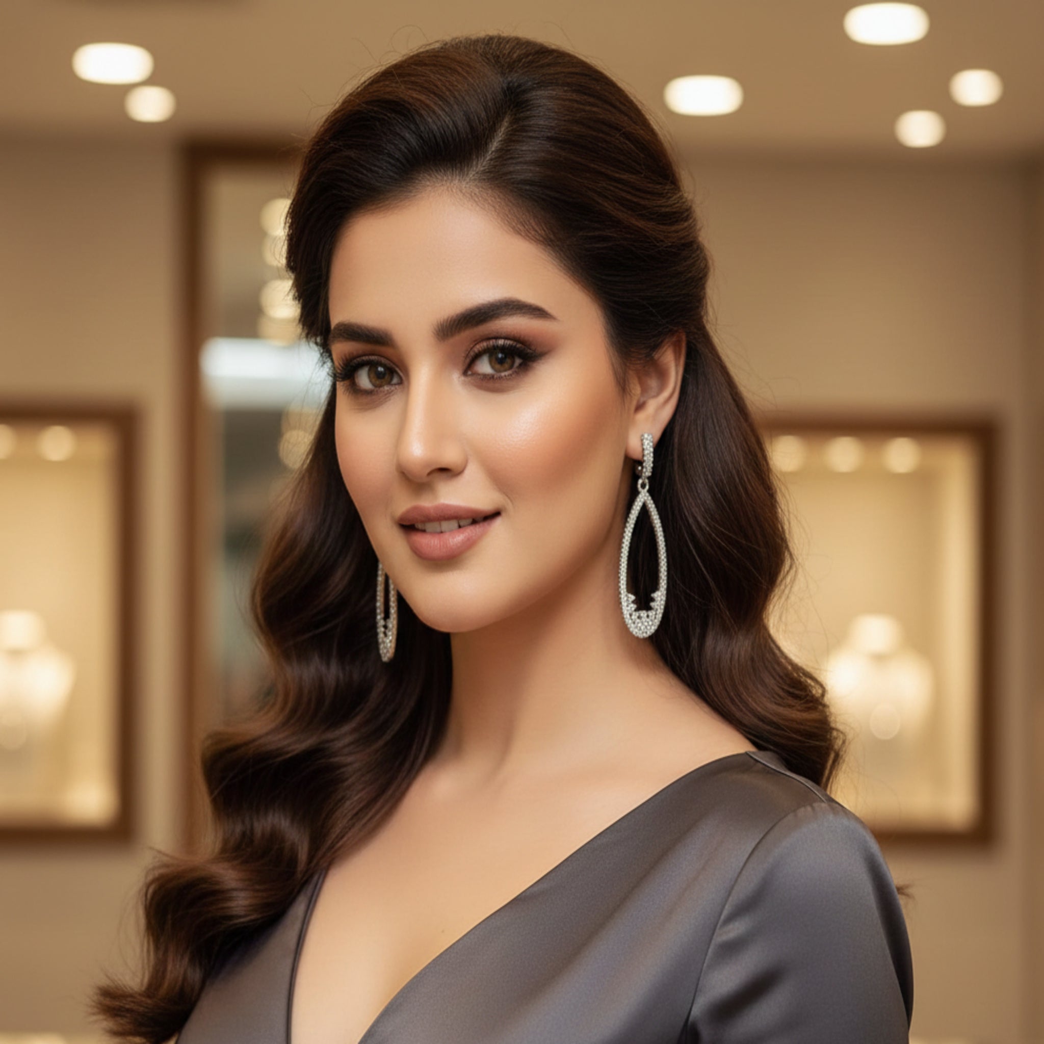 Zircon Silver Ear Studs (FSE199)