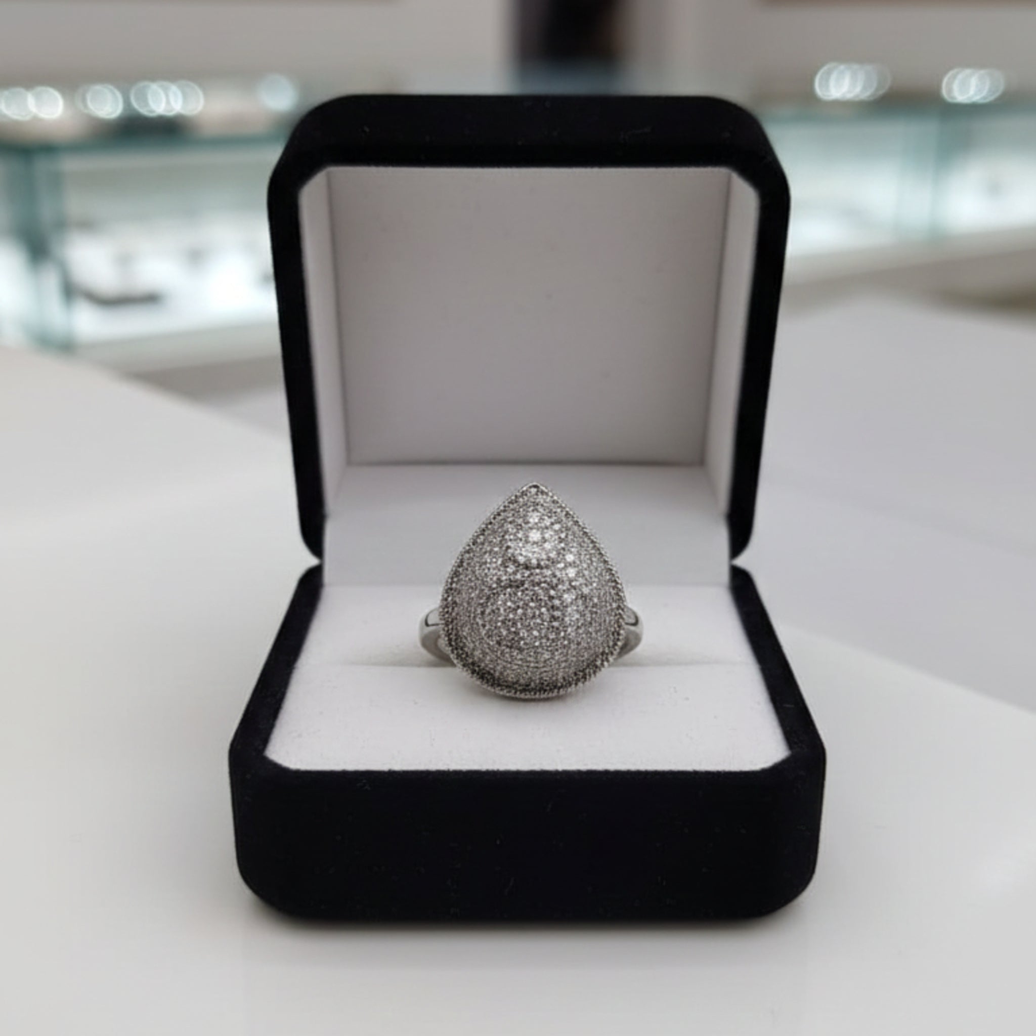 Drop Style Silver Karrat Ring (FSR157)