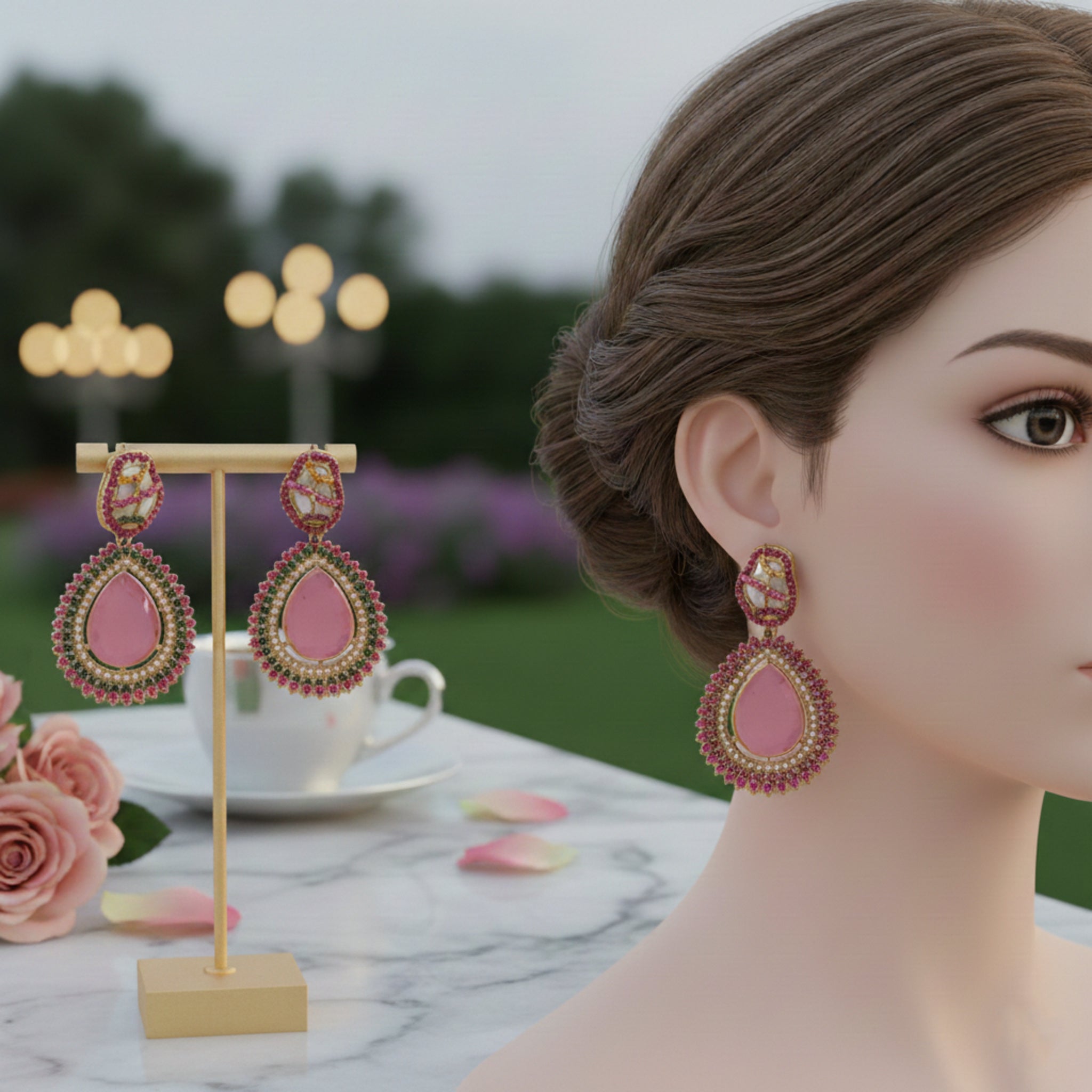 Luxury Zircon Floral Drop Earrings (FSE235)