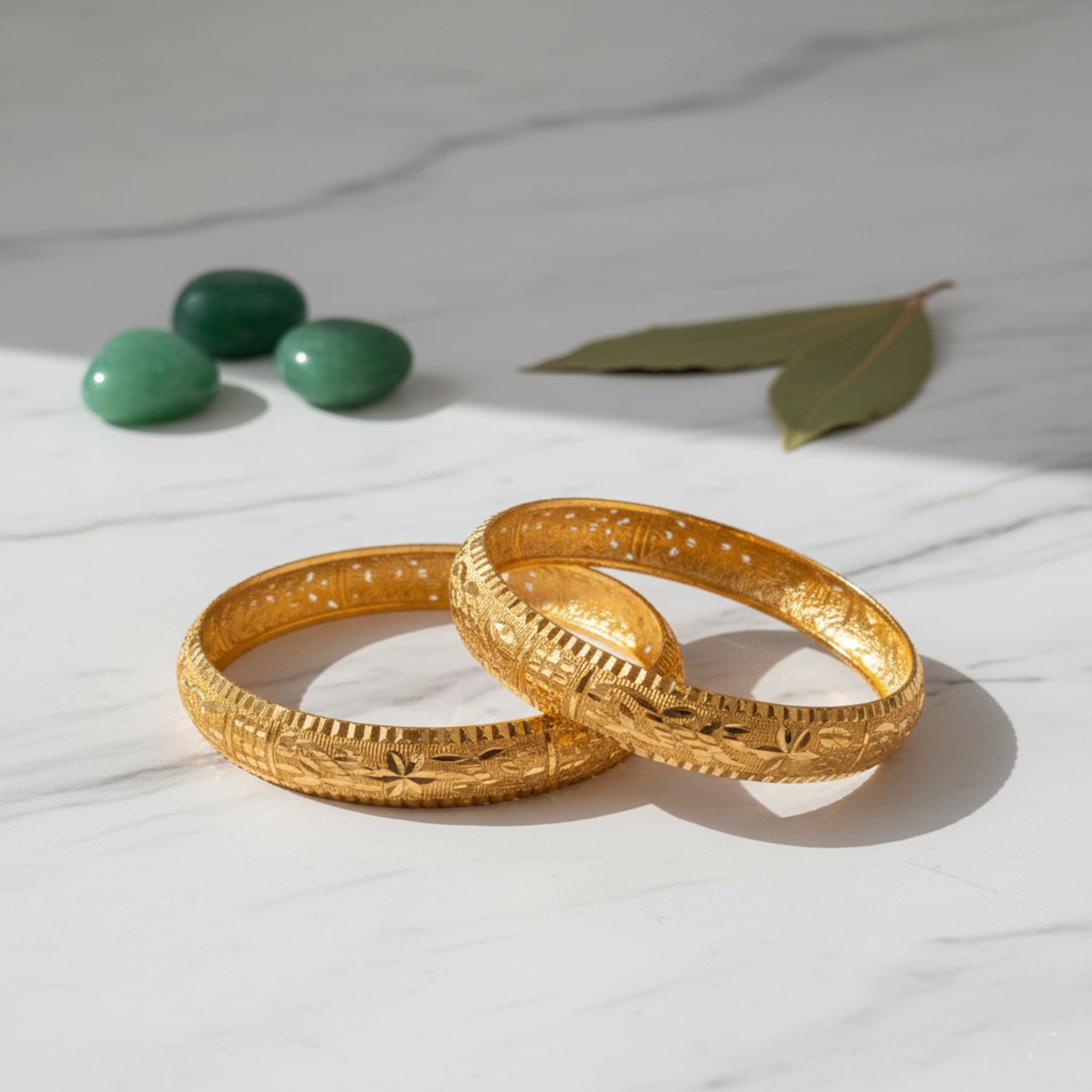 Classic Gold-Plated Textured Kada Set (FDKB178)