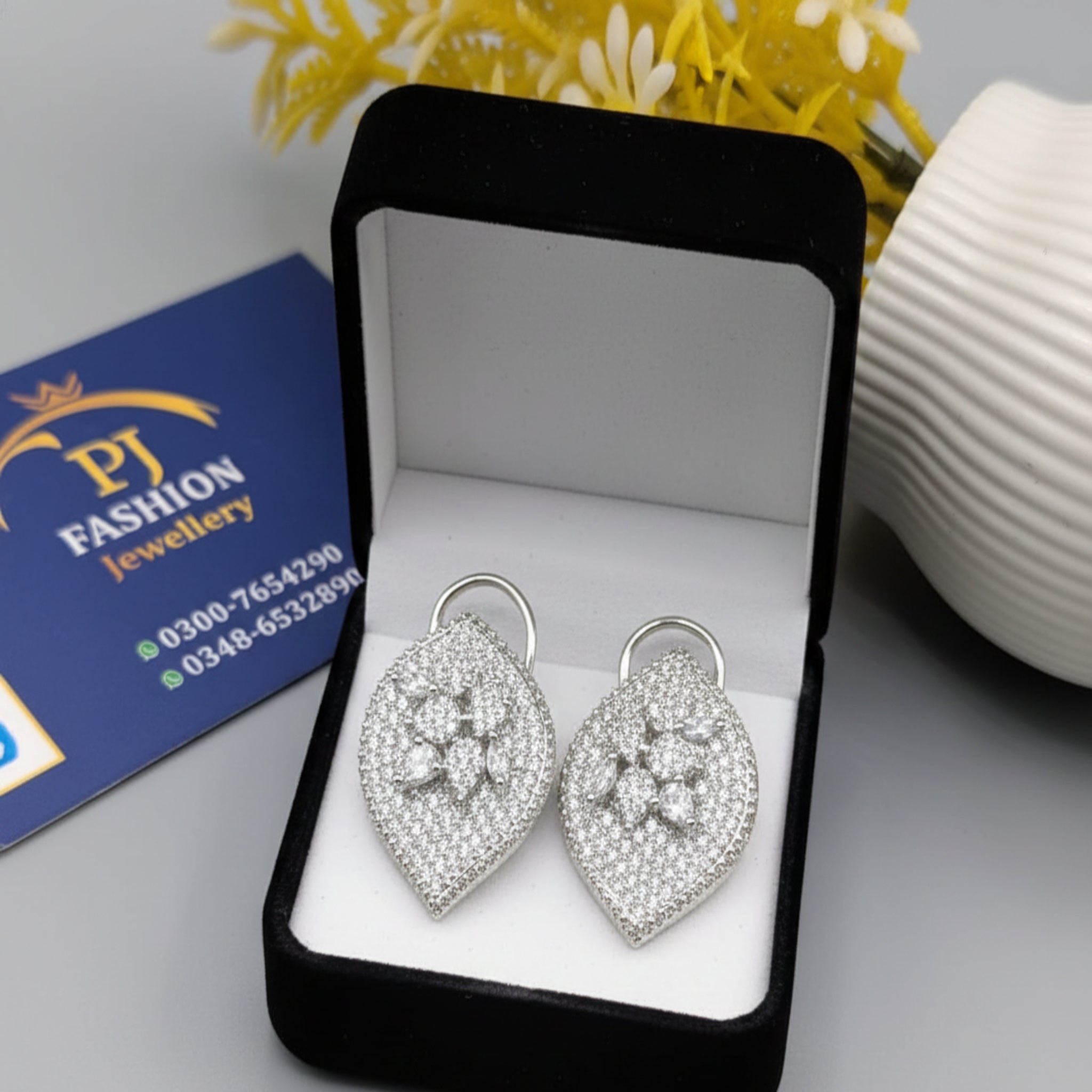 Stylish Silver Zircon AD Ear Rings (FSE188)
