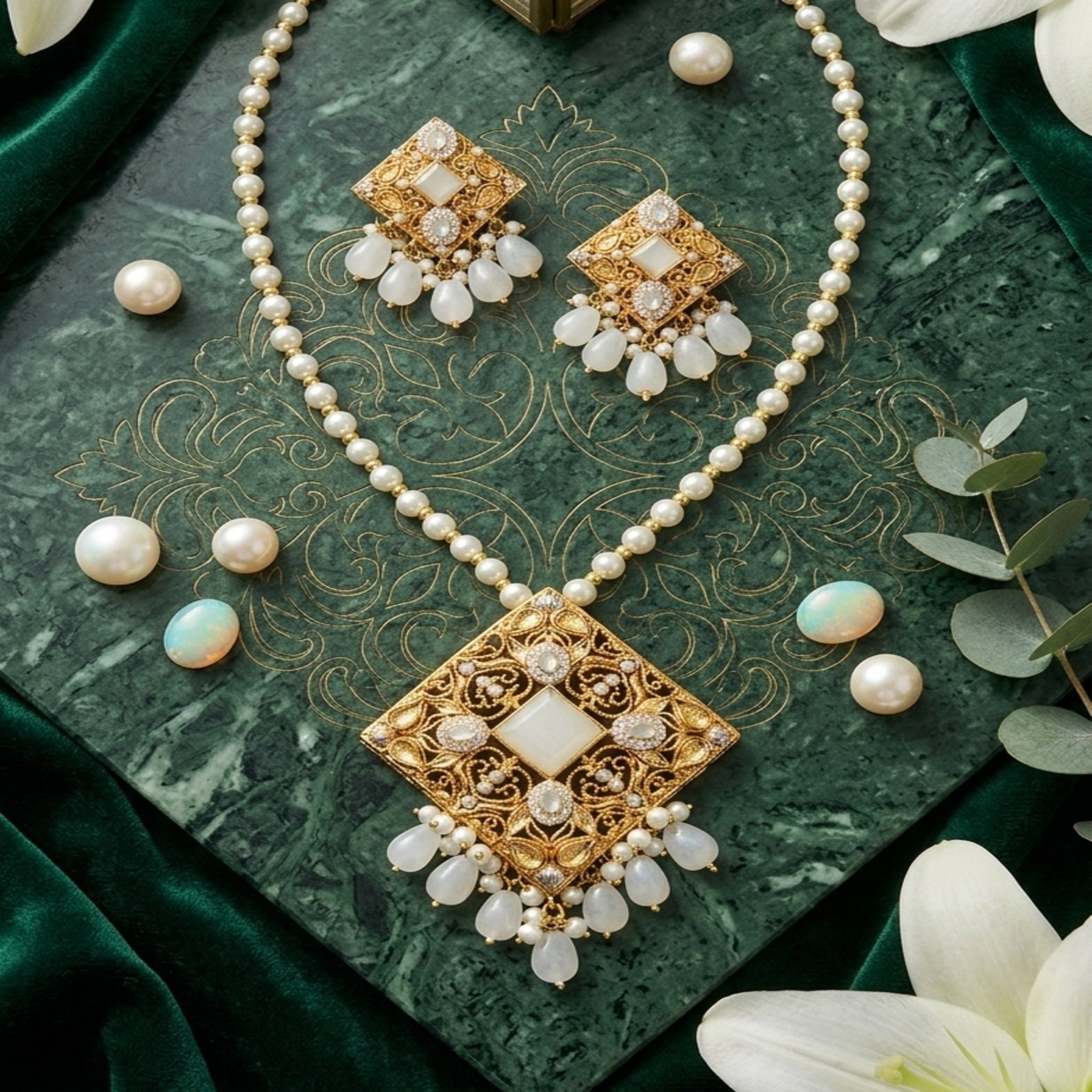 Imperial Mughal Square Pendant Set (FDL78)