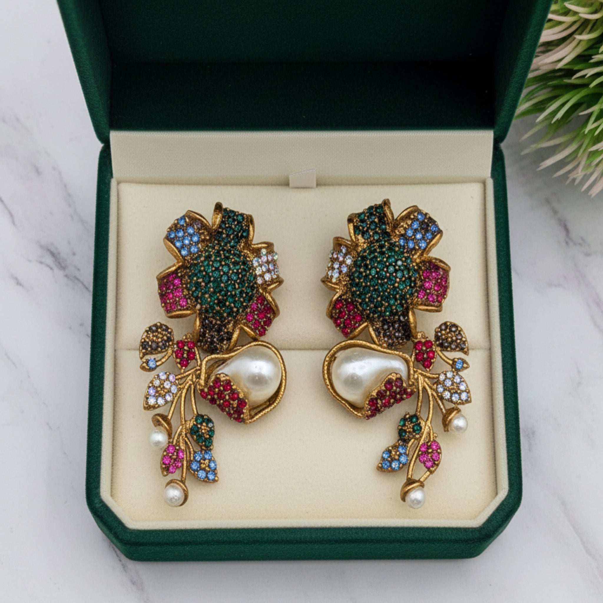 Turkish Flower Style Colorful Ear Rings (FSE210)