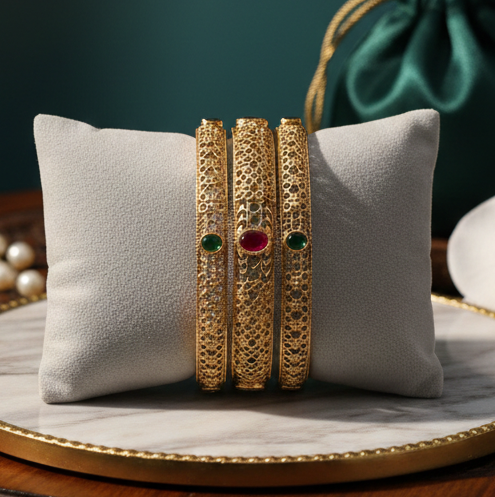 Ruby & Emerald Jewel Tones Bangles (FSB181)