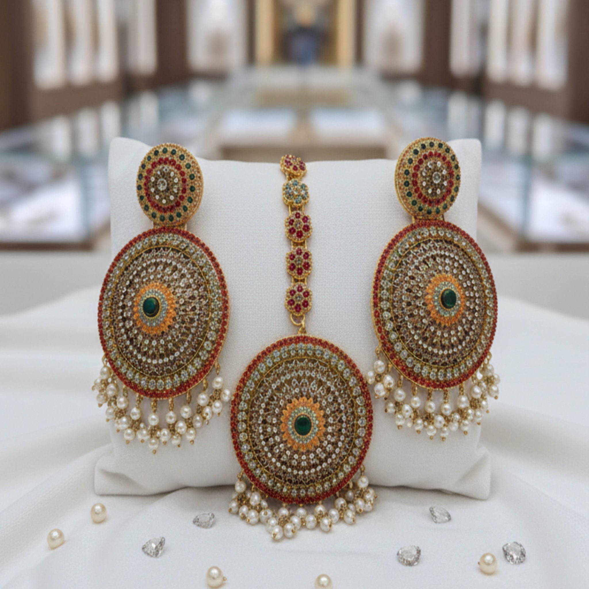 Mehndi-Nihaar Multi-Color Teeka & Jhumka Set