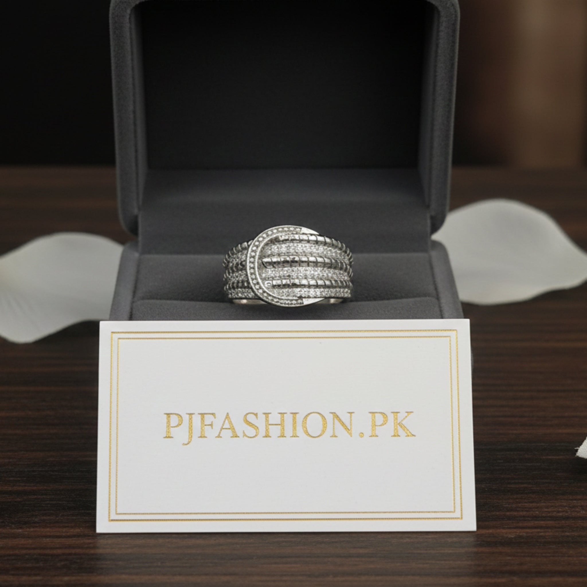 Silver Buckle Glitz Wrap Ring (FSR188)