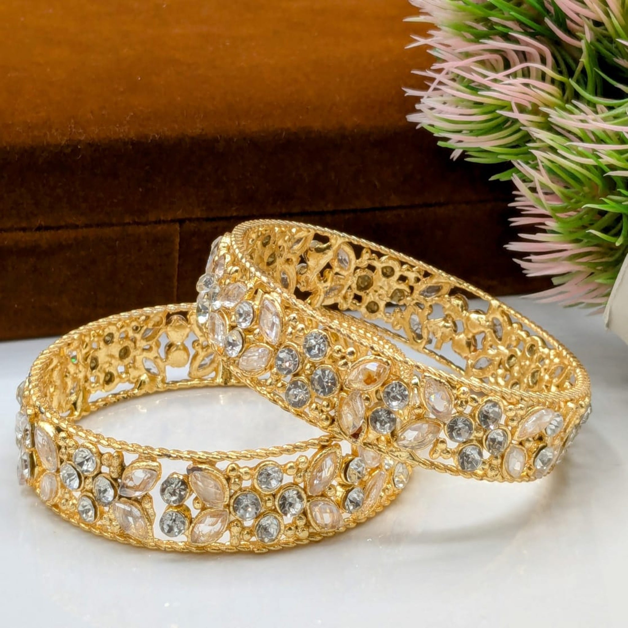 Floral Zircon 2 Pc Kara Pair (FSKB105)