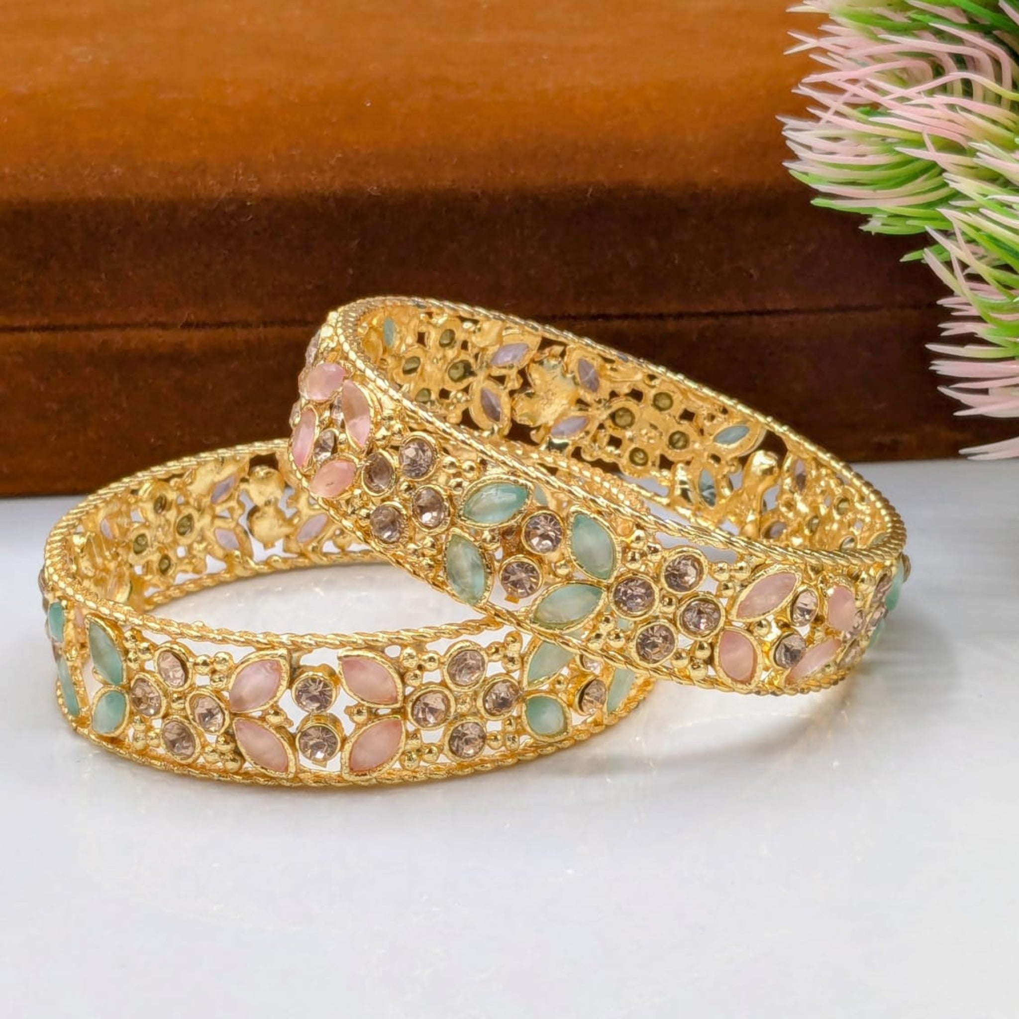 Floral Zircon 2 Pc Kara Pair (FSKB105)