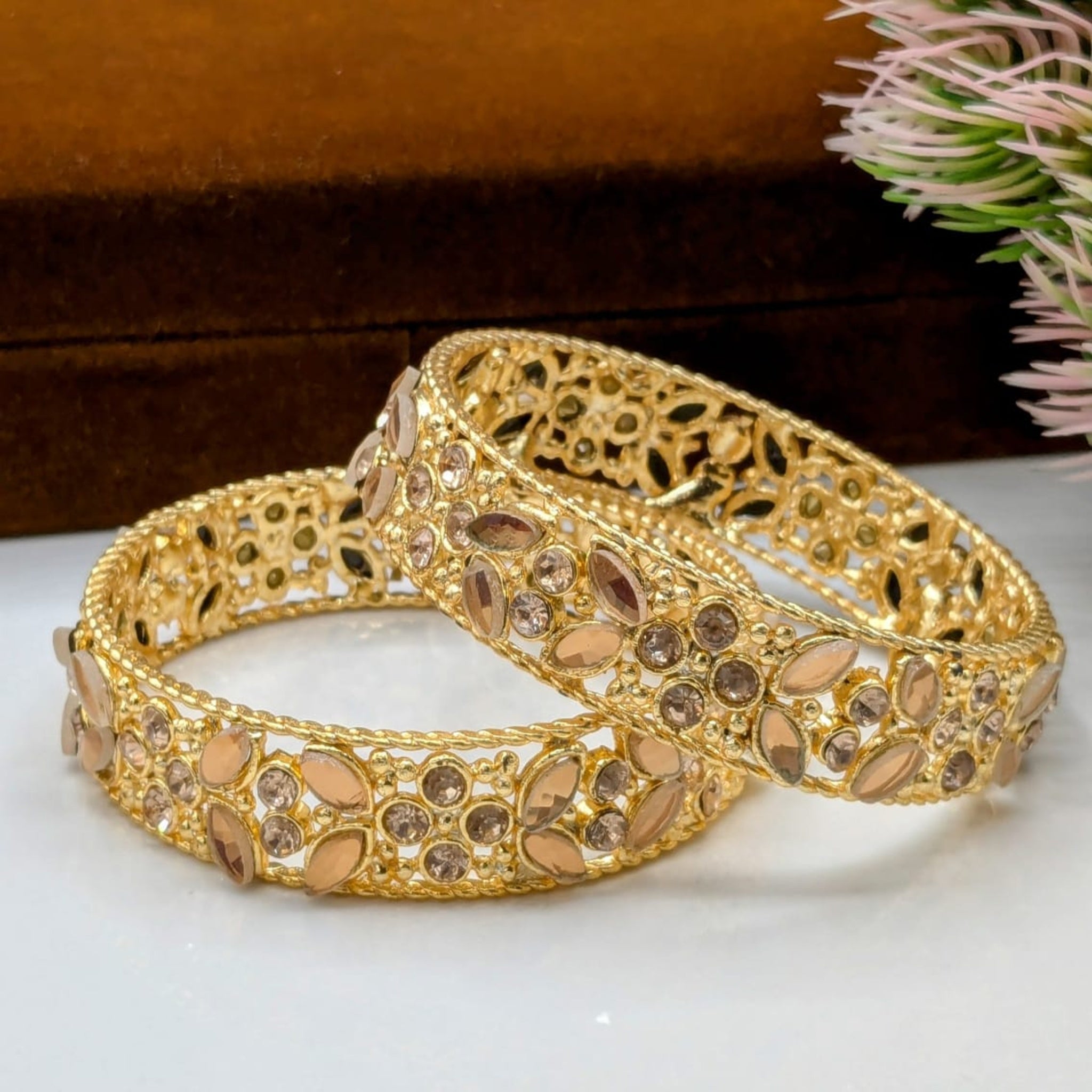 Floral Zircon 2 Pc Kara Pair (FSKB105)