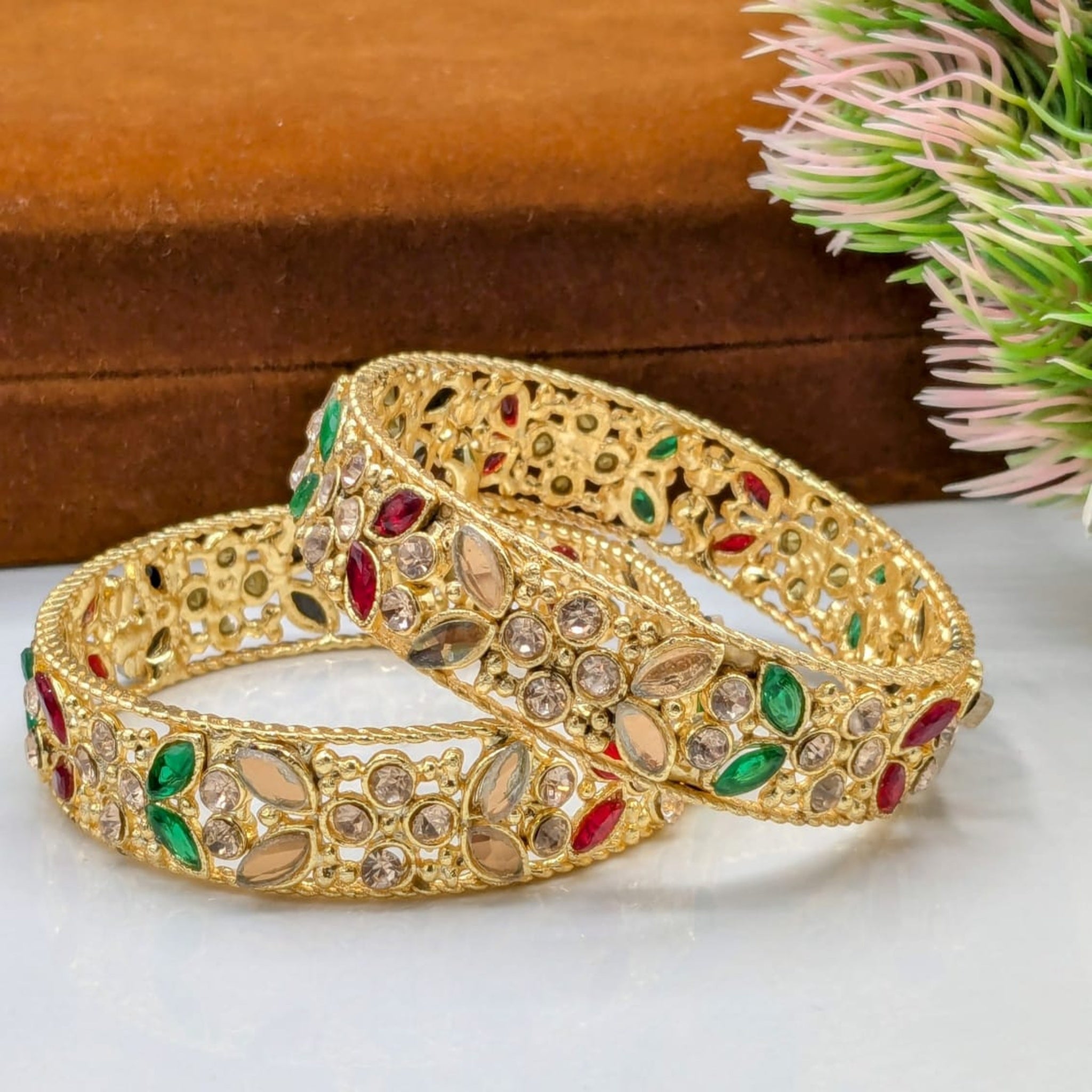 Floral Zircon 2 Pc Kara Pair (FSKB105)