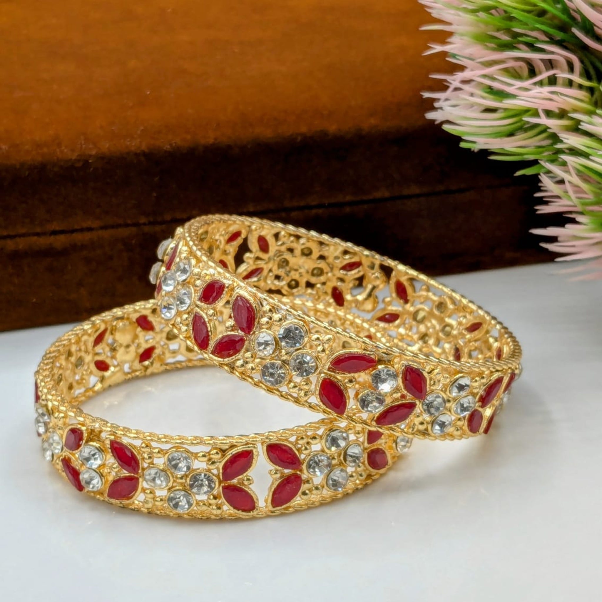 Floral Zircon 2 Pc Kara Pair (FSKB105)