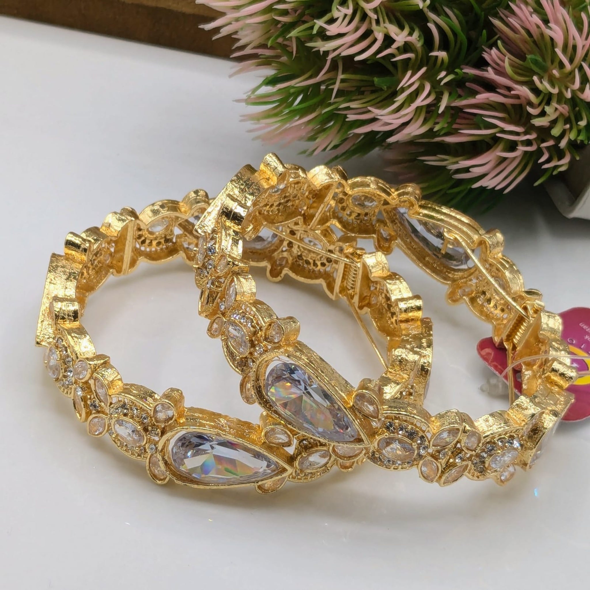 Zircon Gold Plated Lockable Kara (FSKB101)